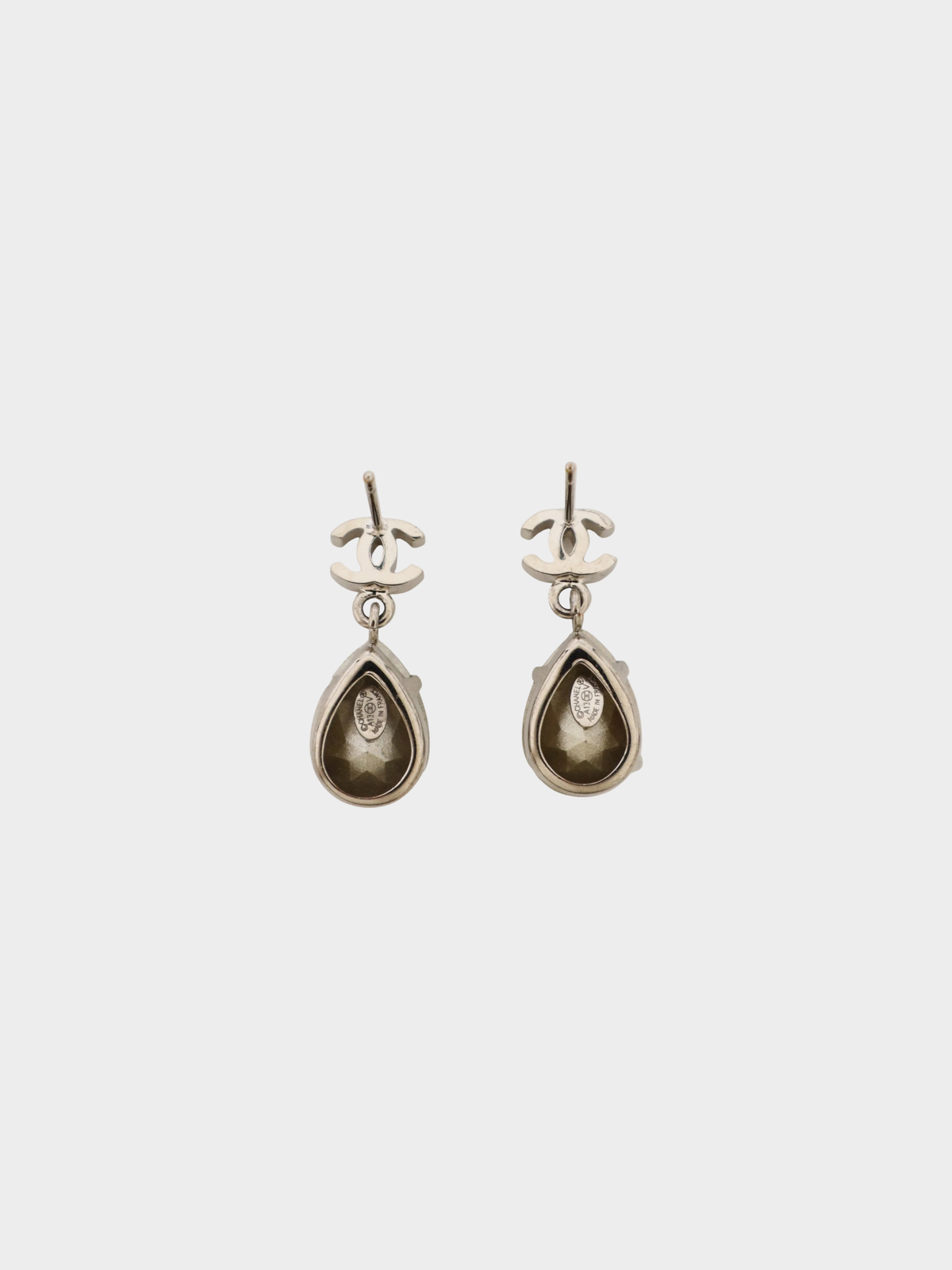 Chanel 2013 Silver Coco Rhinestone Earrings