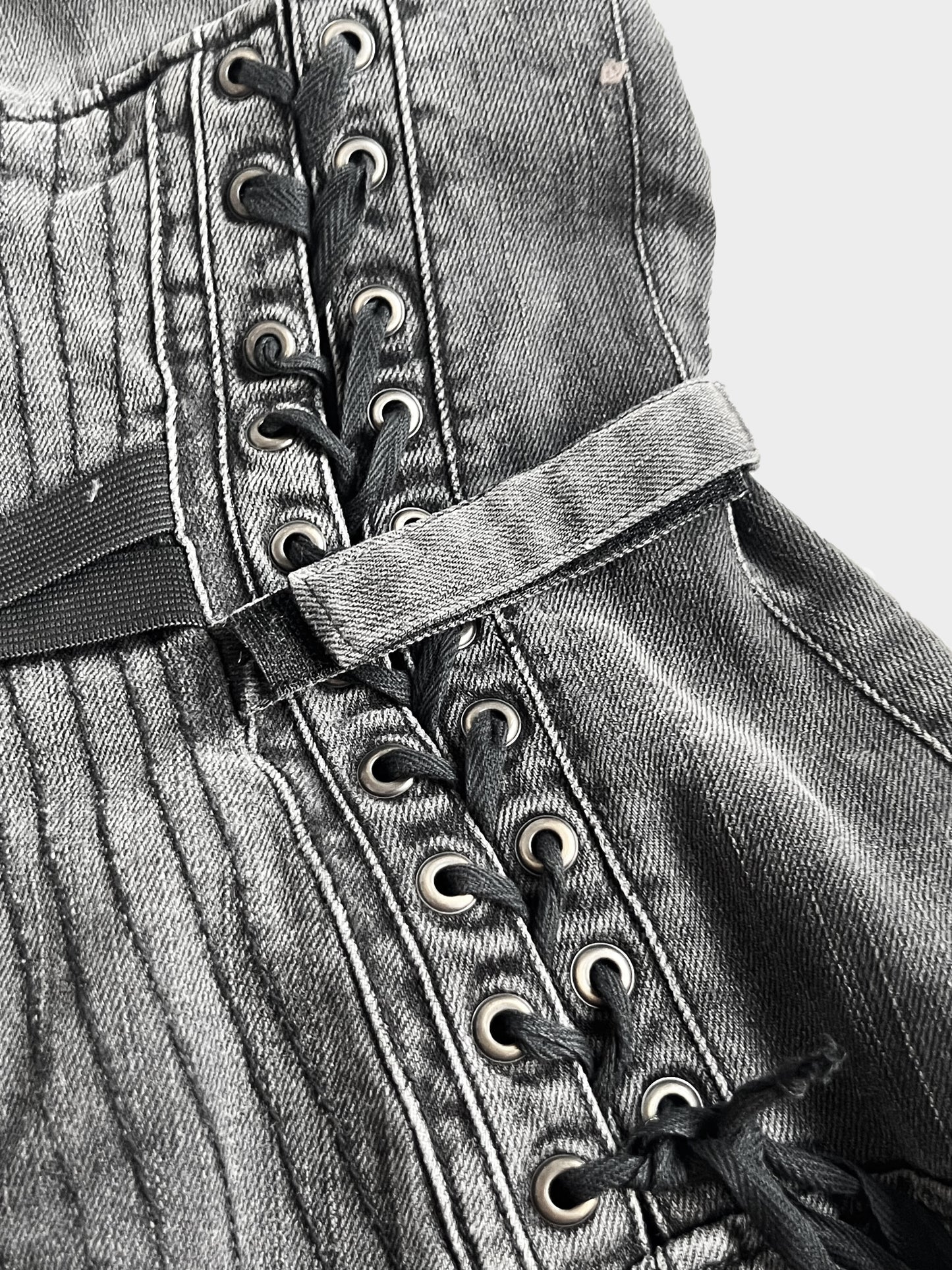 Roberto Cavalli Just Cavalli 2000s Grey Denim Bustier Dress