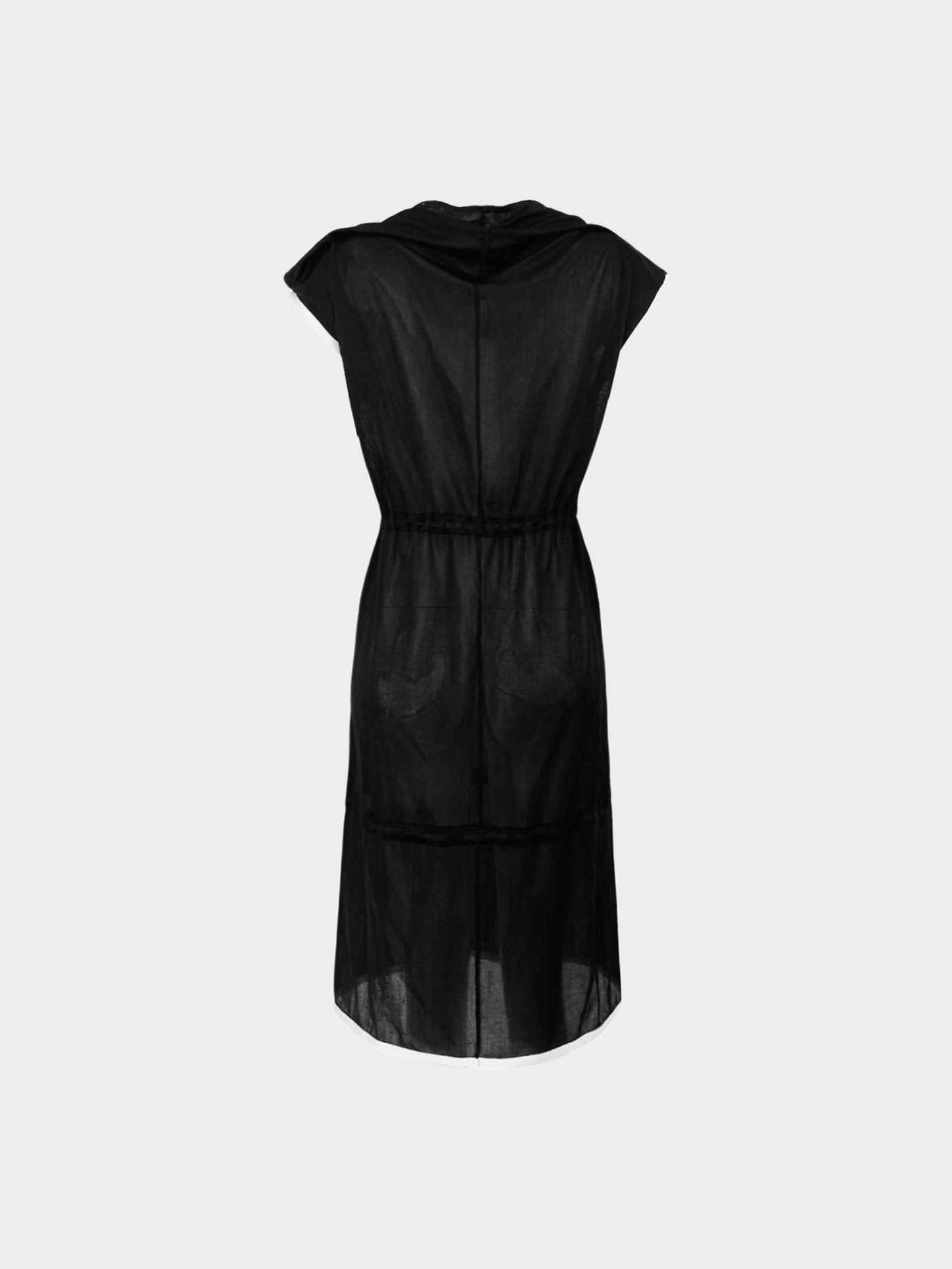 Chanel SS 2003 Sports Line Black CC Logo Sheer Mesh Dress with Self-tie Ribbons