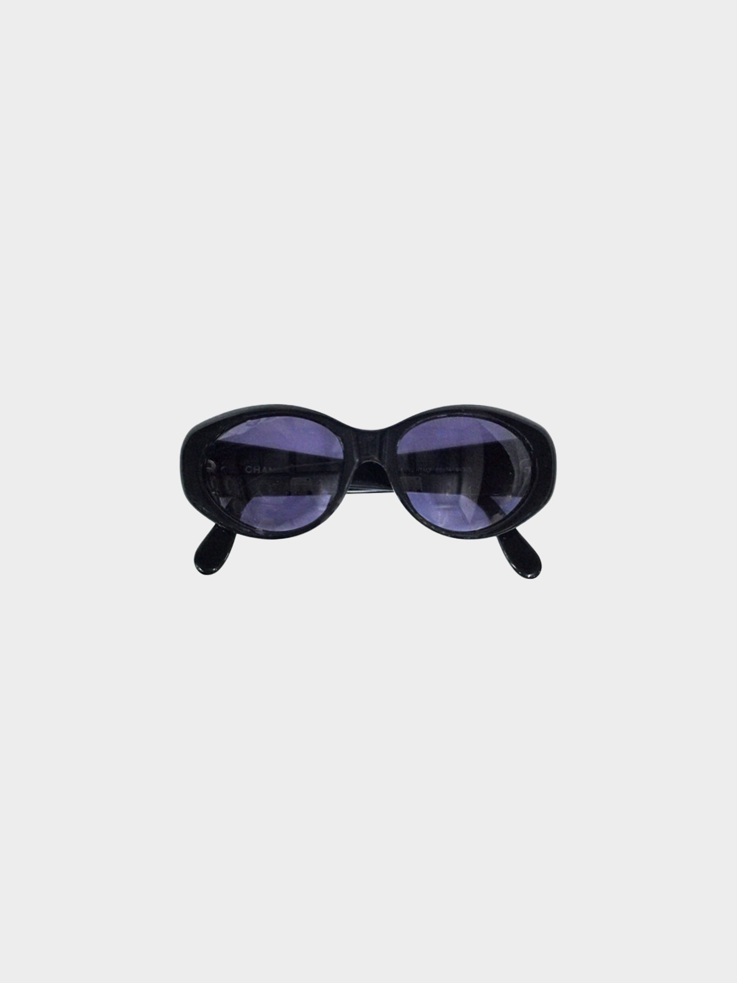 Chanel 2000s Black CC Oval Sunglasses