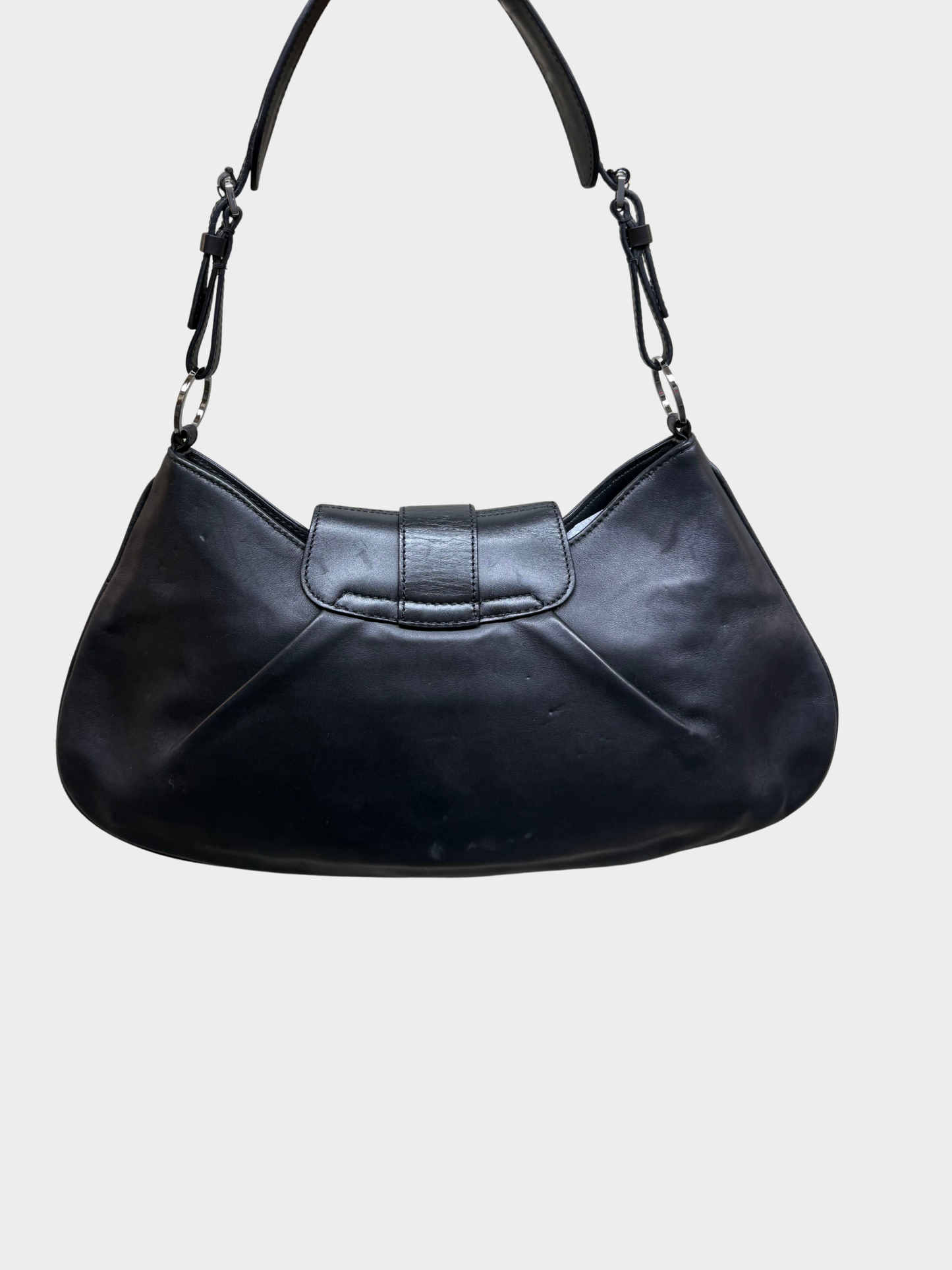 Christian Dior 2002 Black Leather Street Chic Hobo Bag