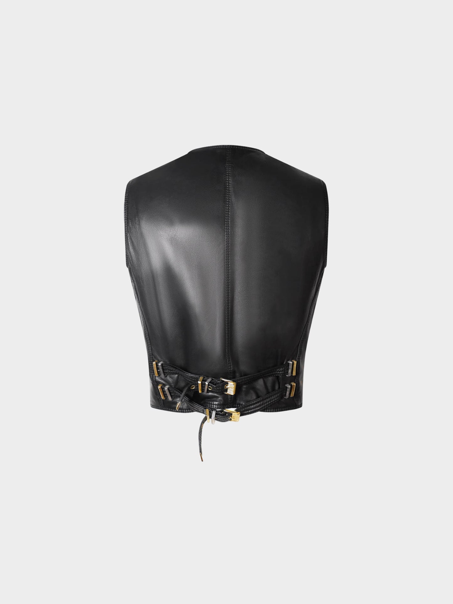 Gianni Versace FW 1992 Black Leather Vest with Metal Studs