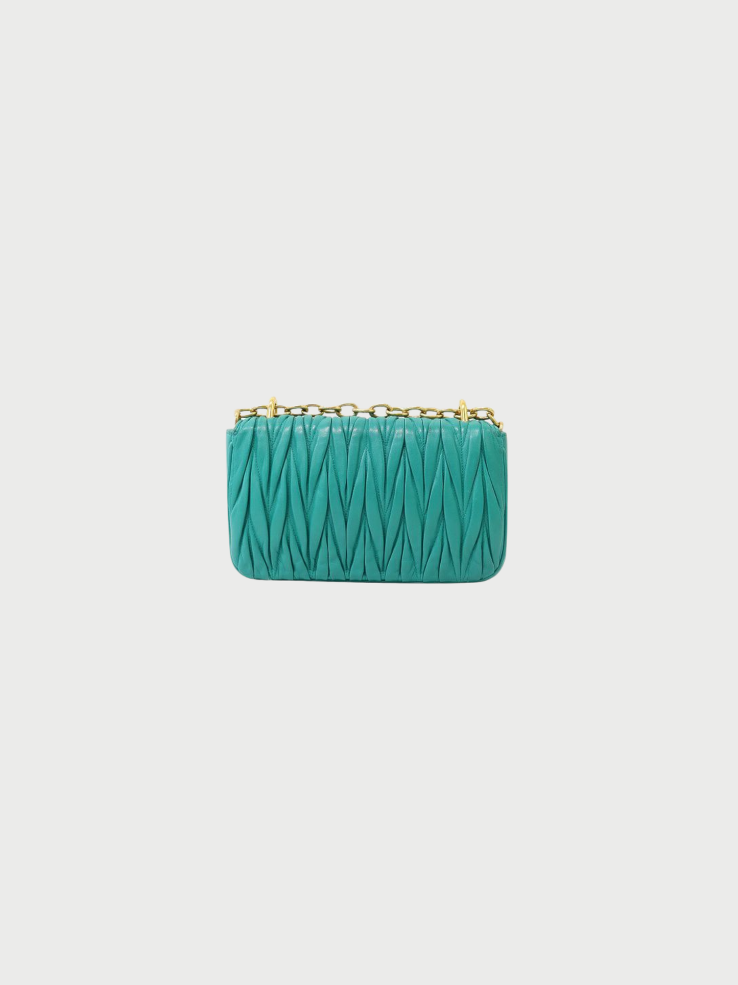 Miu Miu 2000s Green Leather Matelassé Chain Shoulder Bag