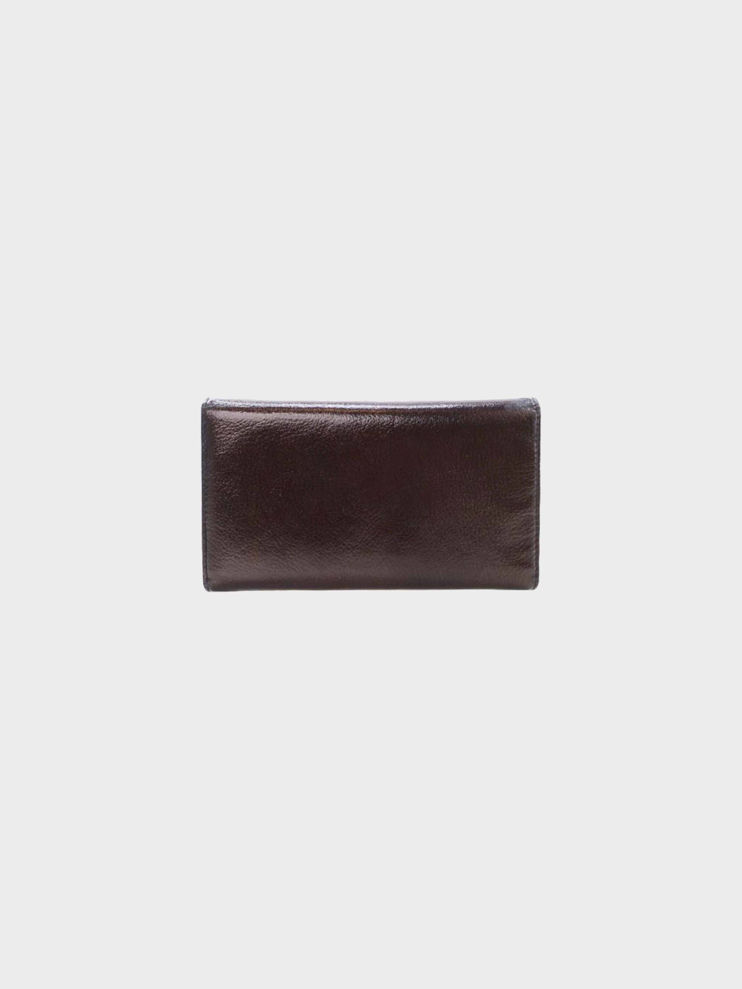Chanel 2006-2008 Brown Patent Leather Trifold Flap Wallet