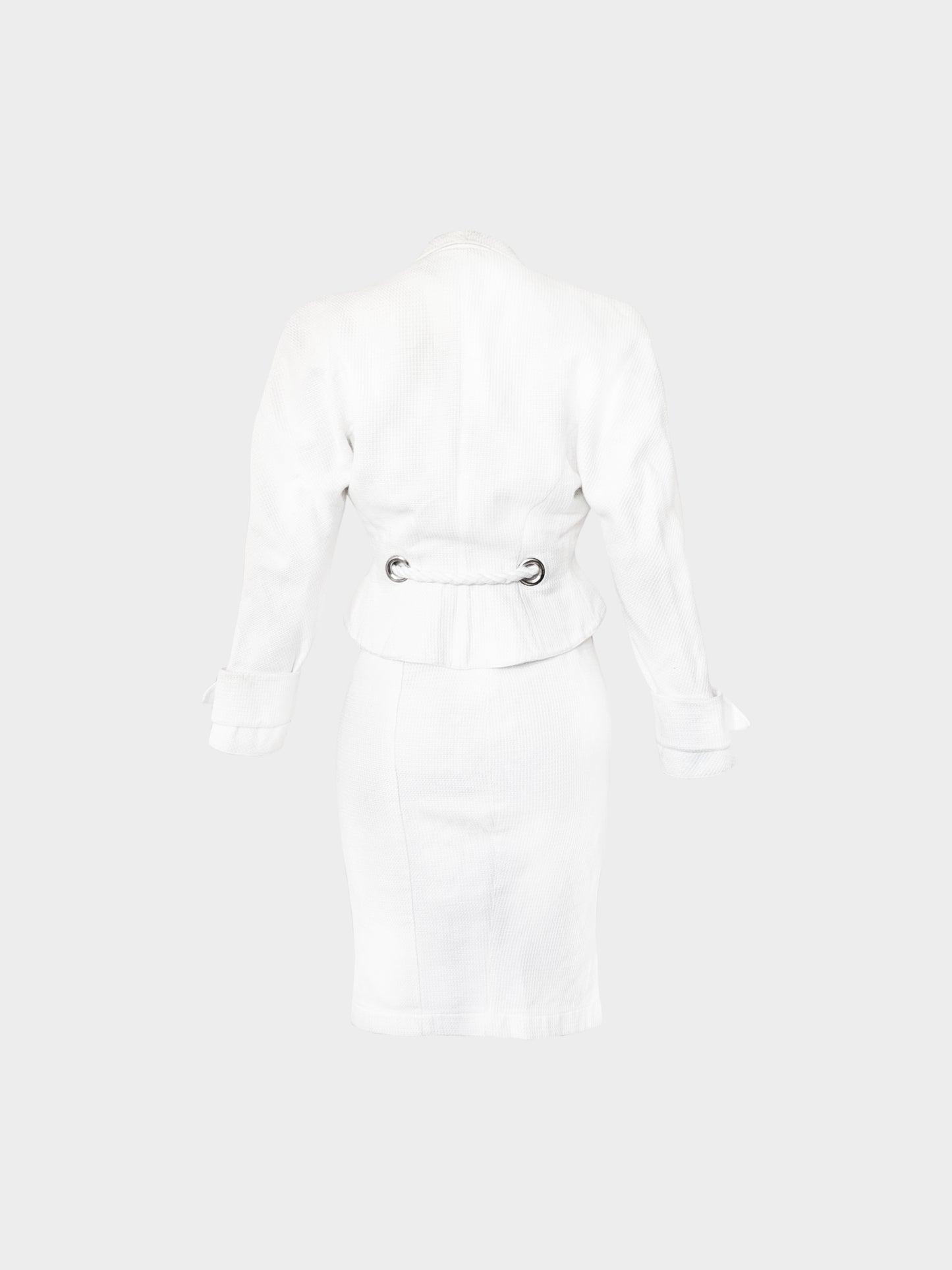 Thierry Mugler 2000s White Cotton Short Jacket and Skirt Set