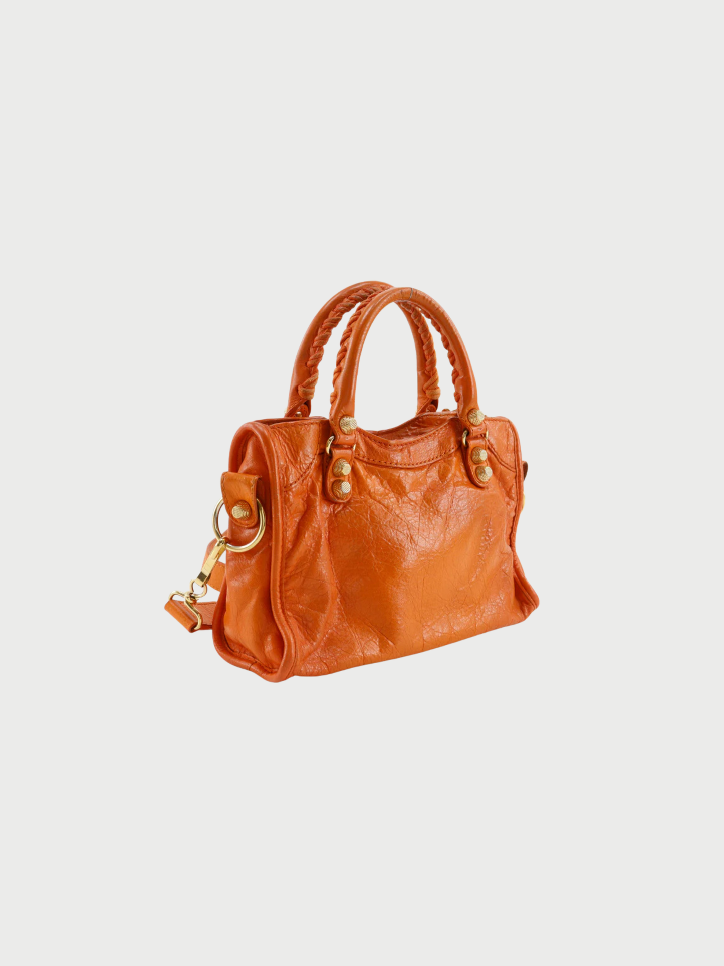 Balenciaga 2000s Orange Calfskin City Mini 2-Way Handbag