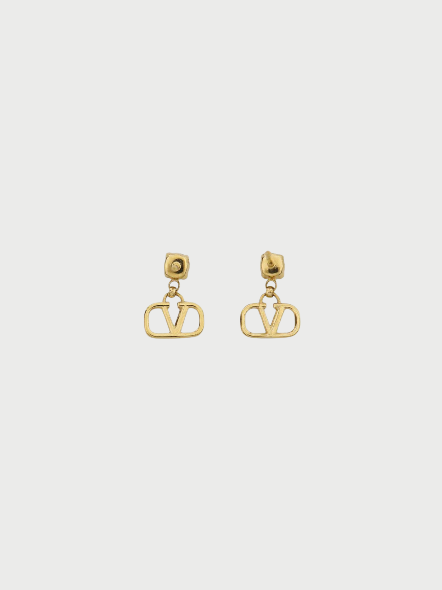 Valentino 2000s Gold V Logo Rhinestone Earrings