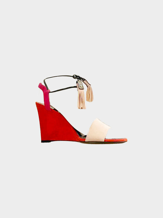 Louis Vuitton 2016 Suede Colorblock Wedge Sandals