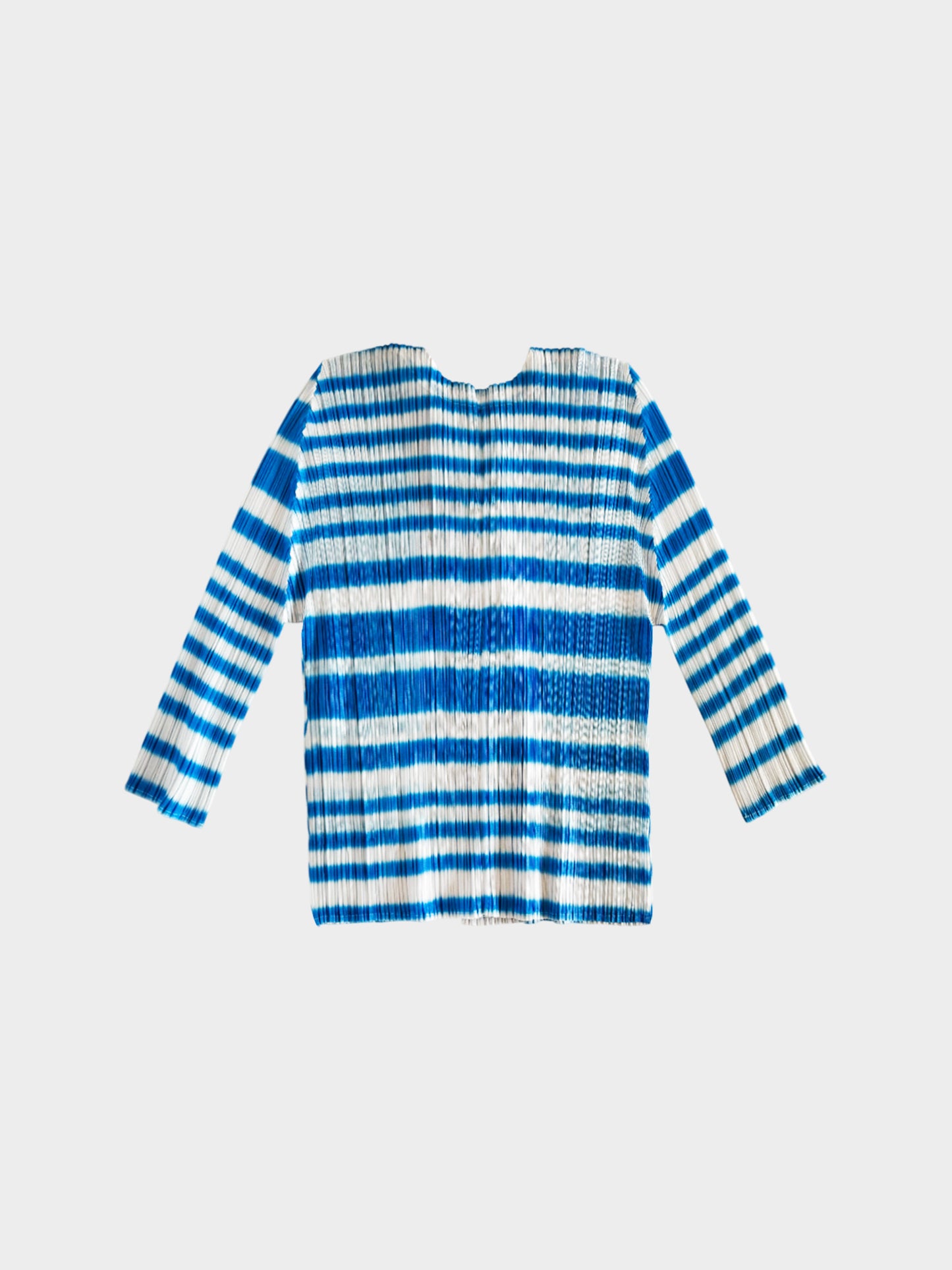 Issey Miyake Pleats Please Fall 2002 Blue and White Striped Cardigan