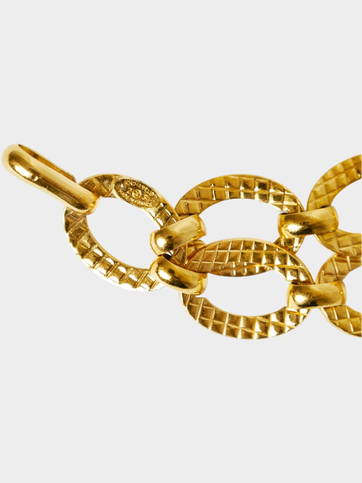 Chanel 1990s Gold Quilted Chain Link Belt/Necklace