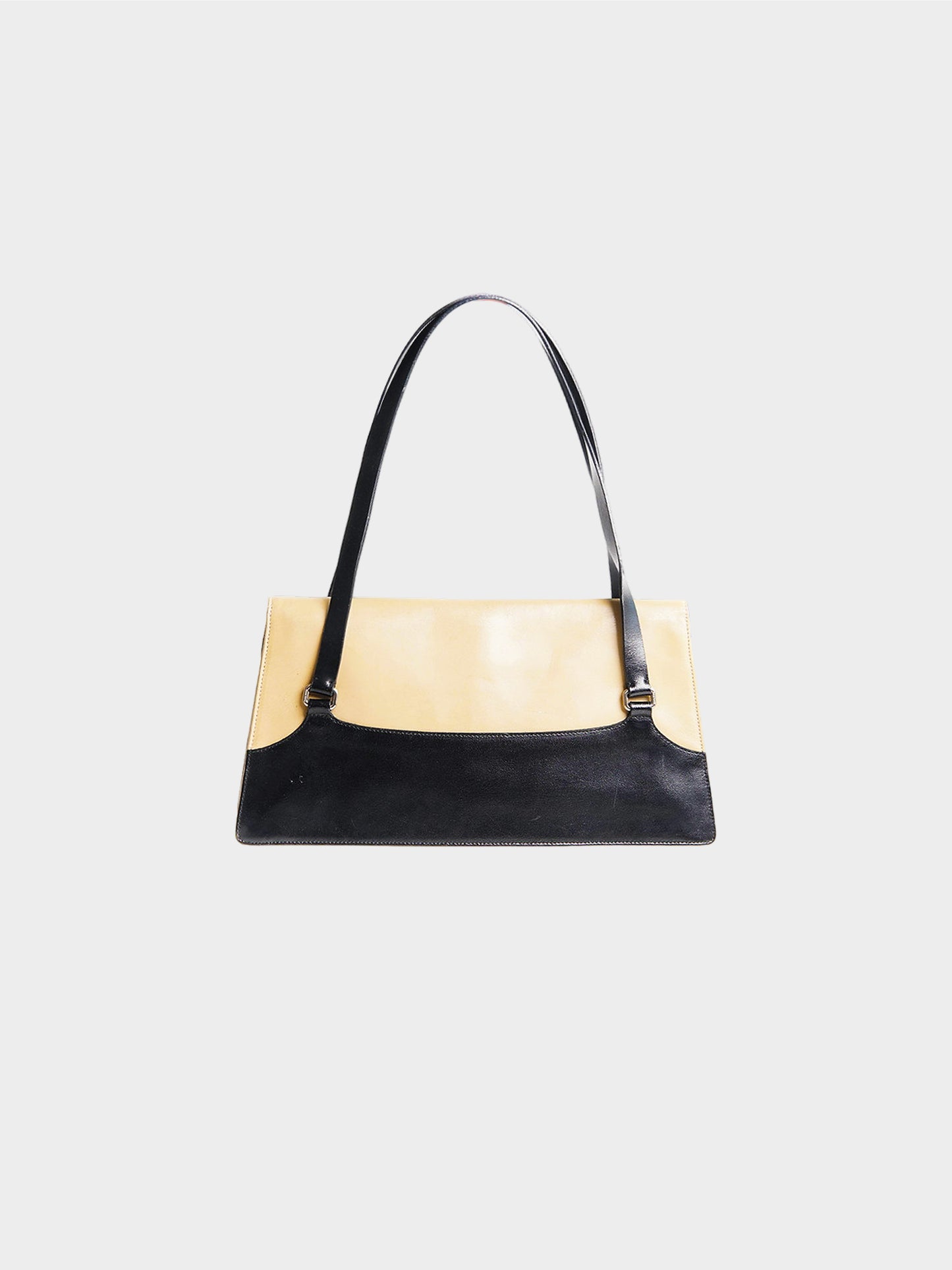 Miu Miu FW 1999 Black and Beige Leather Shoulder Bag