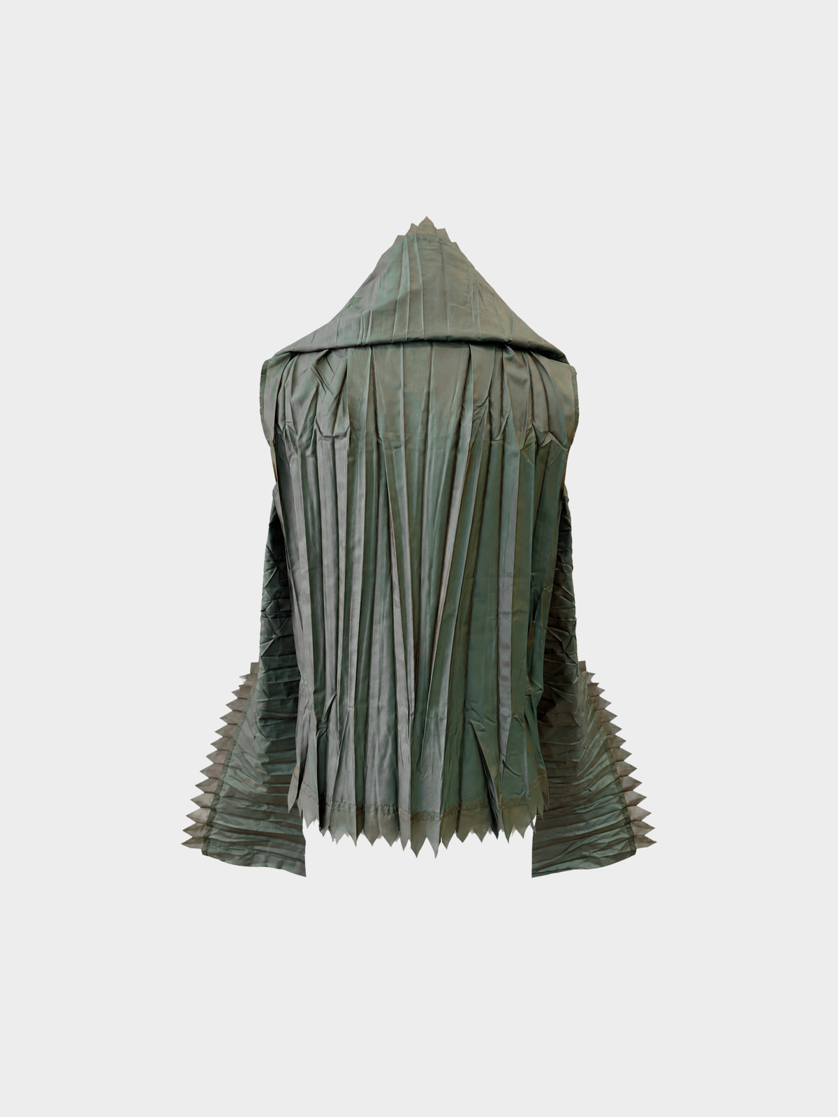 Issey Miyake 1992 Green Iridescent Pleated Sleeveless Top & Wrap