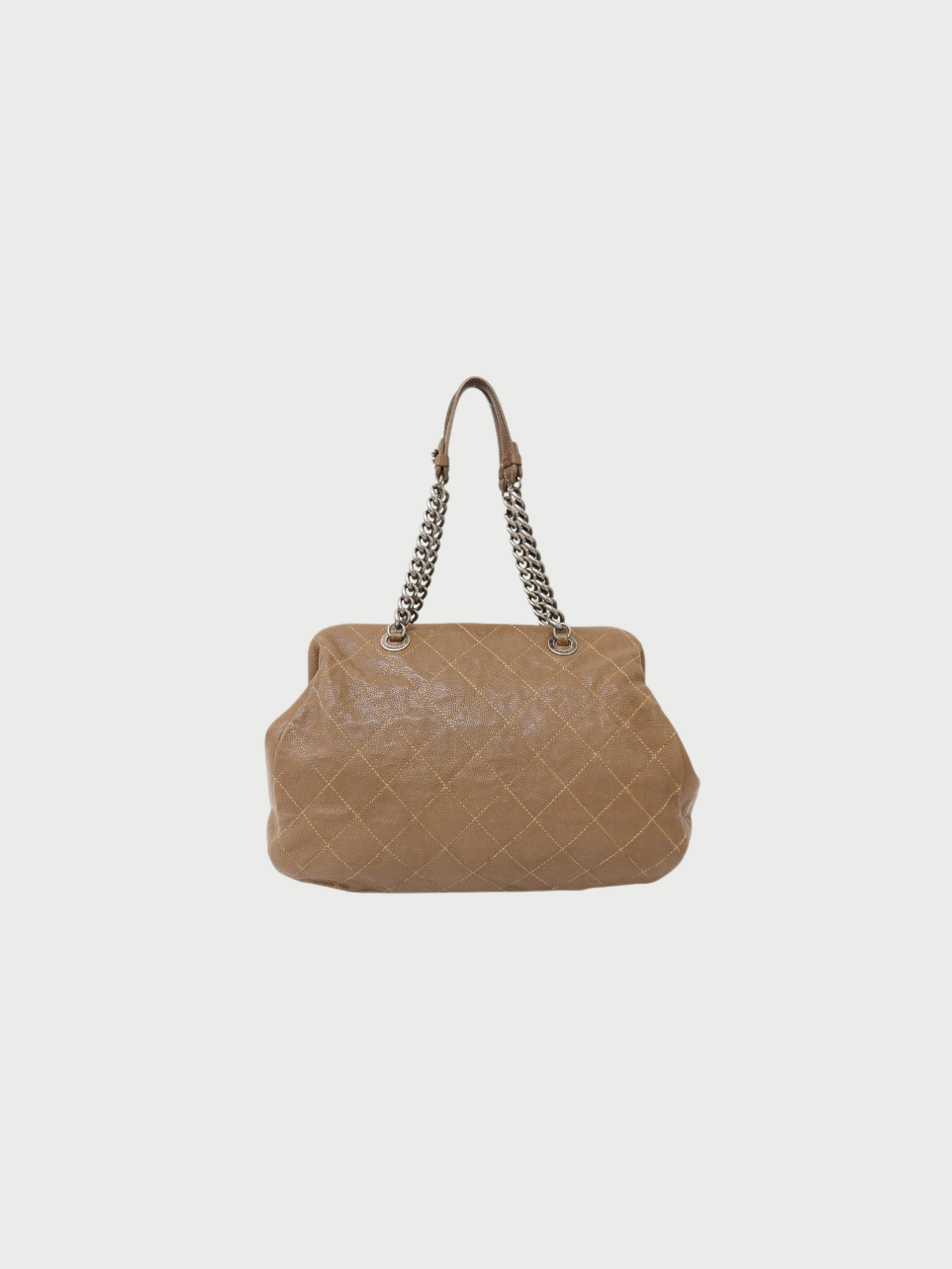 Chanel 2000s Beige Caviar Skin Chain Handbag