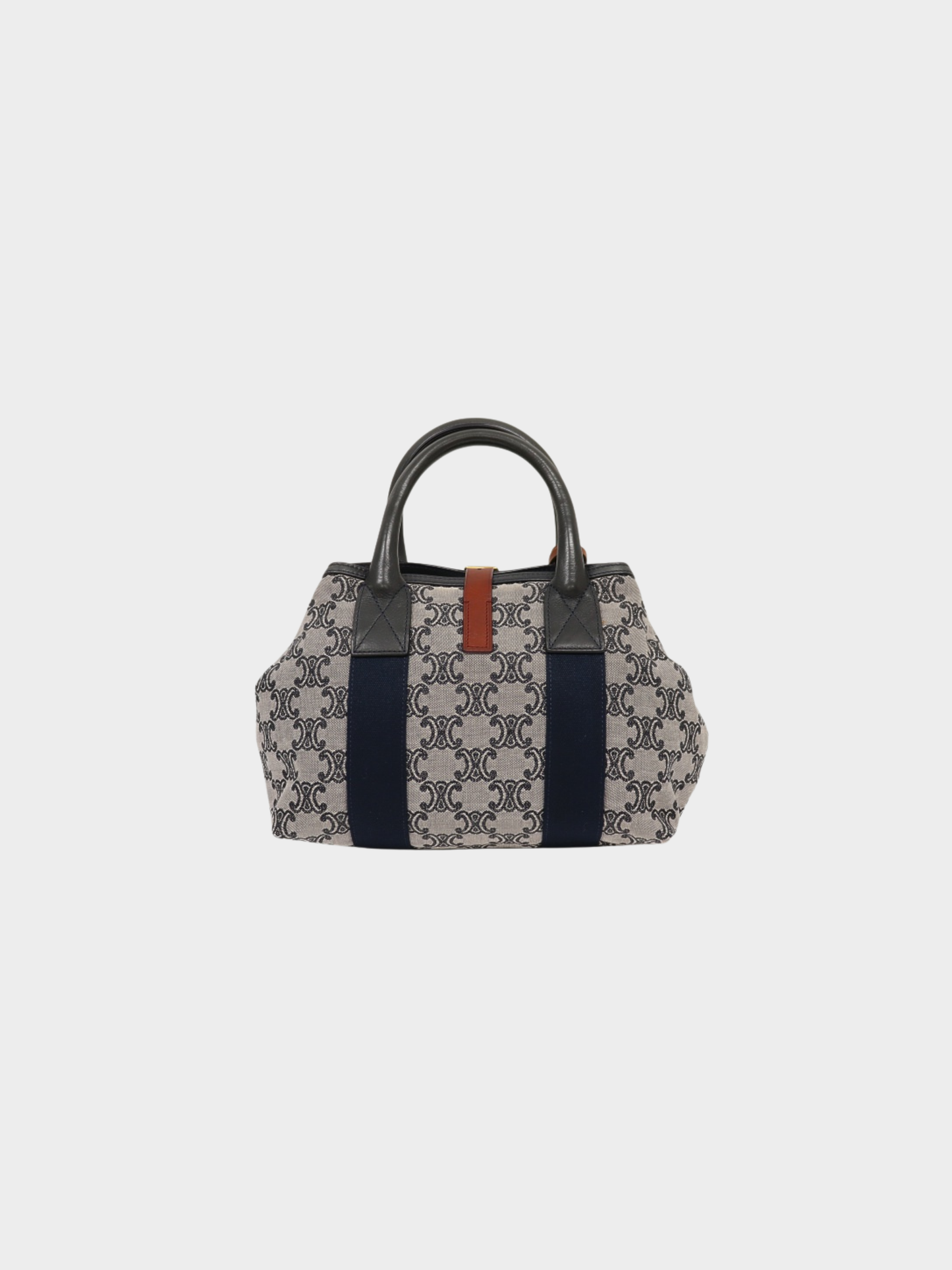 Celine 2000s Brown Navy Macadam Canvas Leather Handbag