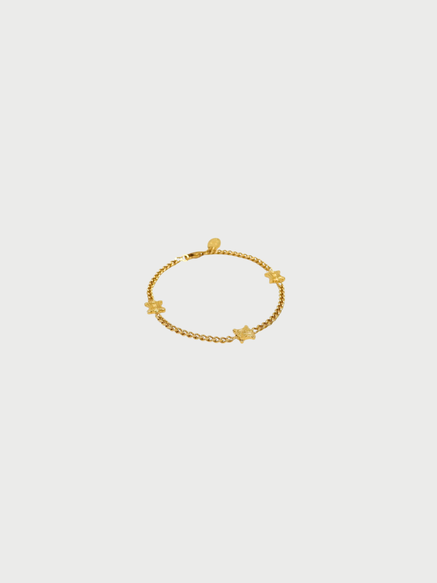Celine 2010s Gold Plated Metal Triomphe Bracelet