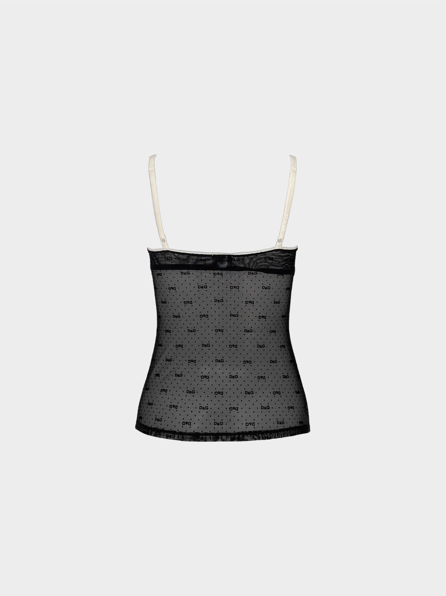 Dolce & Gabbana D&G 2000s Black and Cream Sheer Lace Bustier Tank Top