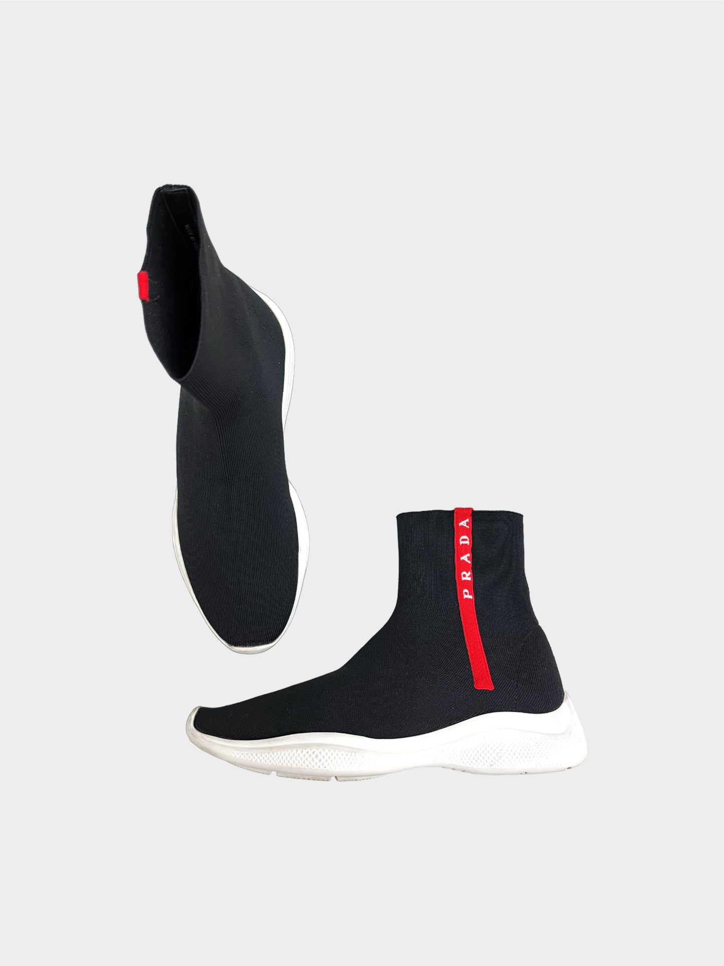 Prada Sport 2010s Black High Top Sock Sneakers
