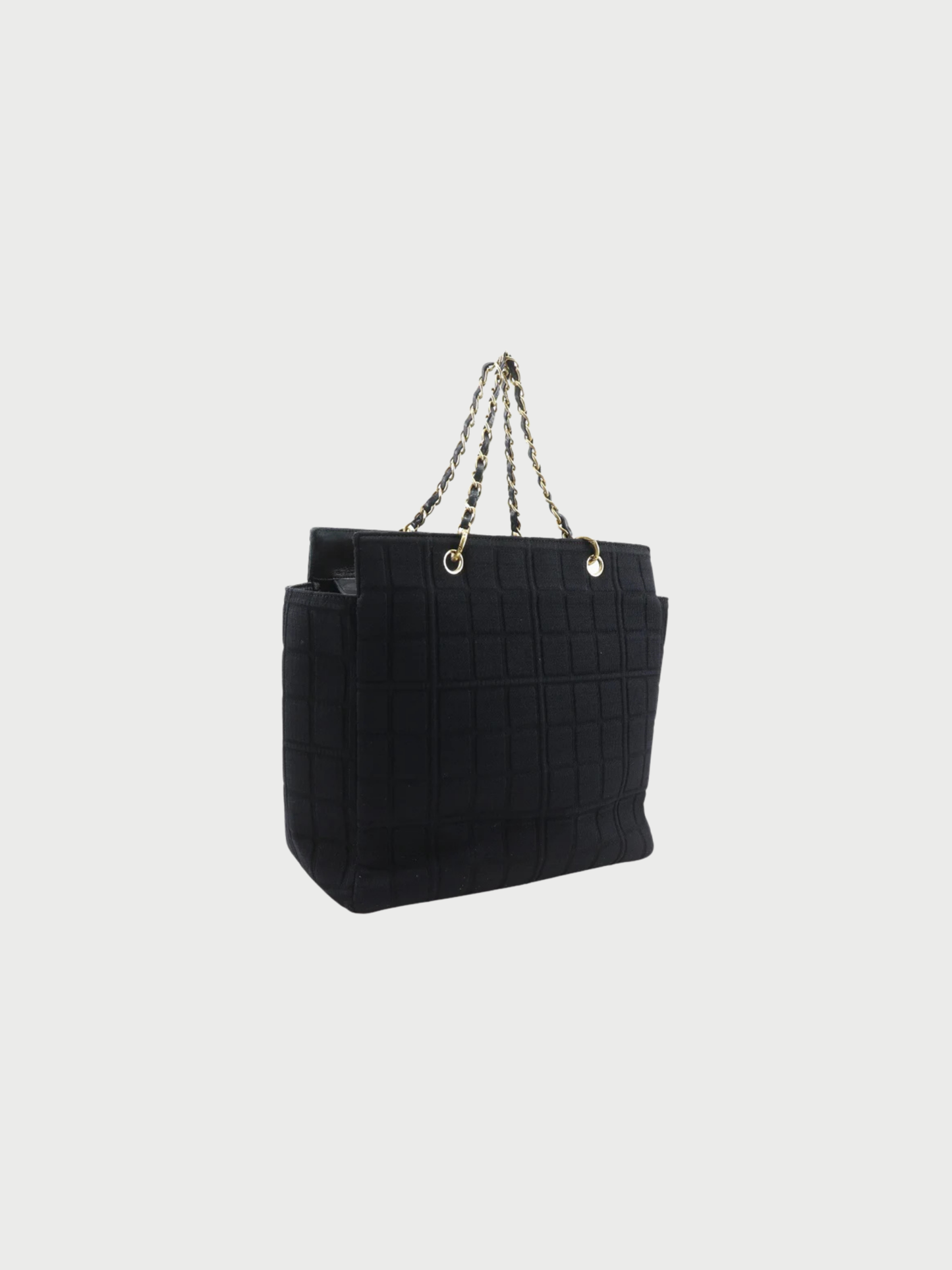 Chanel 2000s Black Jersey Chocolate Bar Chain Tote Bag