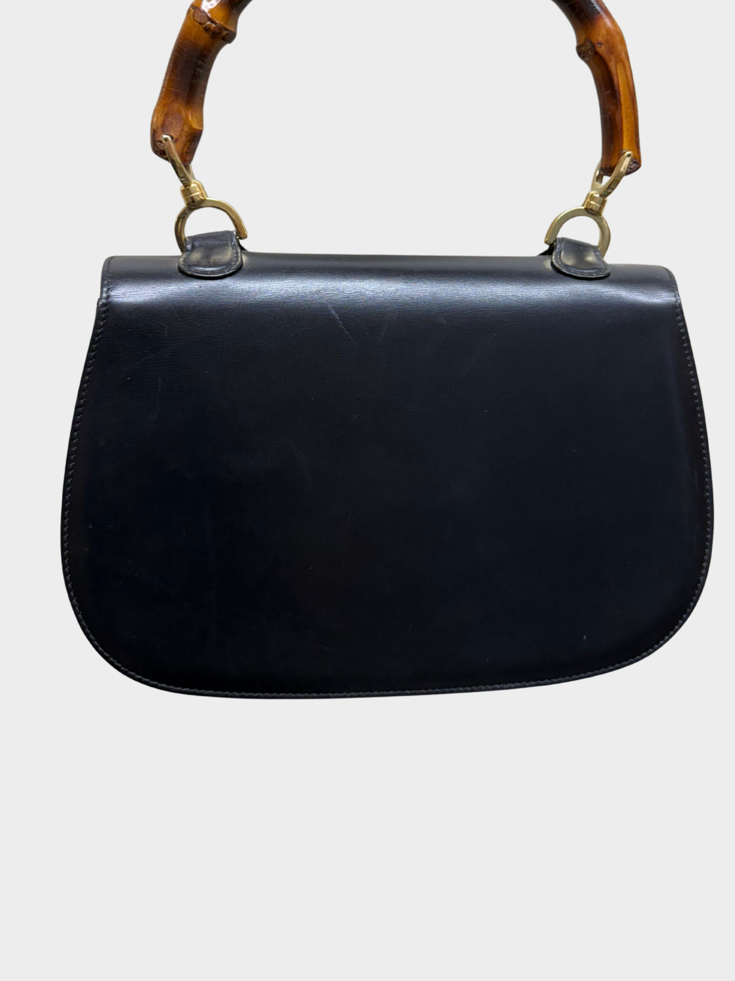 Gucci 2000s Black Calfskin Bamboo Top Handle Bag