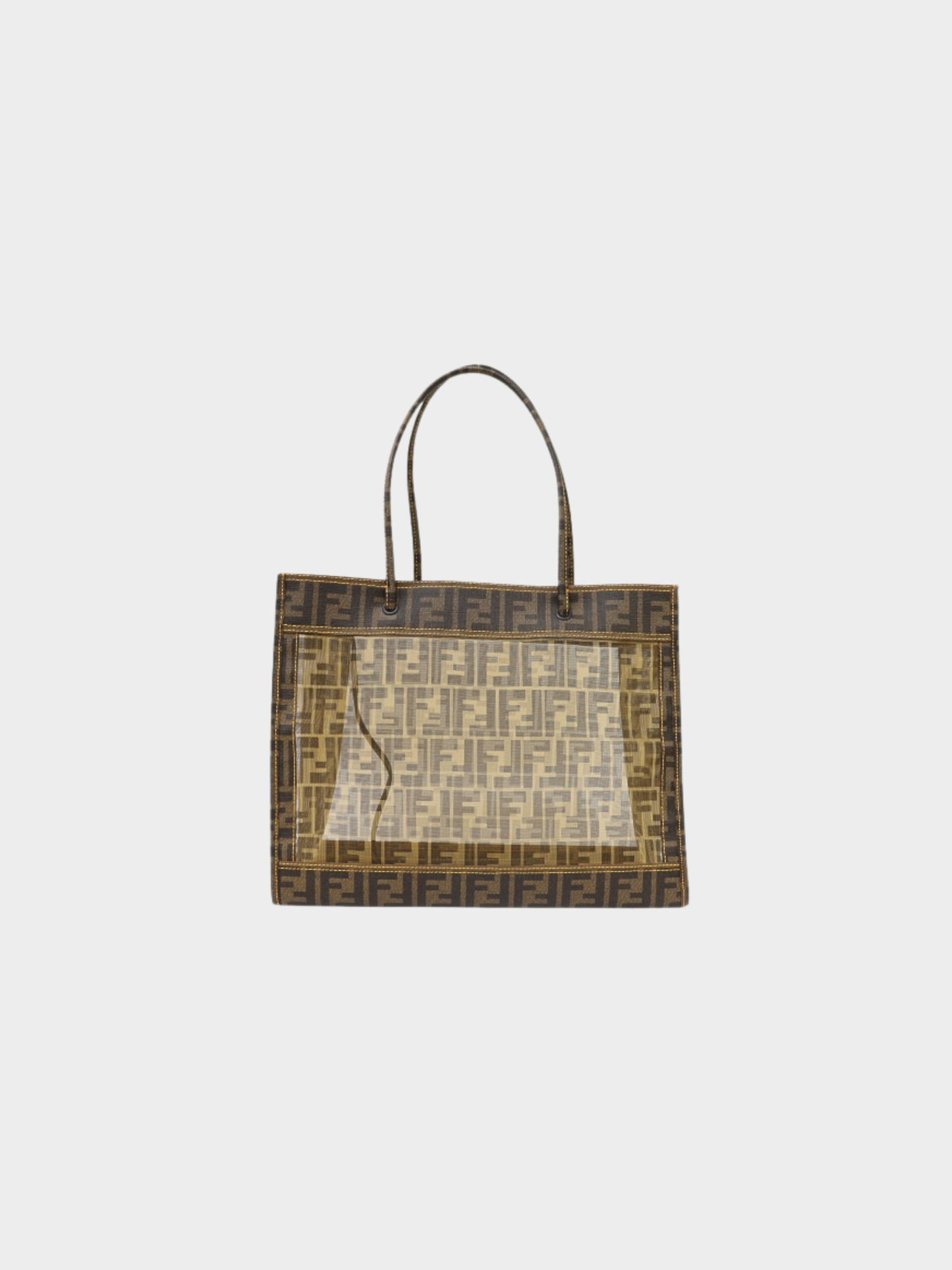 Fendi 2000s Brown Zucca Pattern Mesh Tote Bag