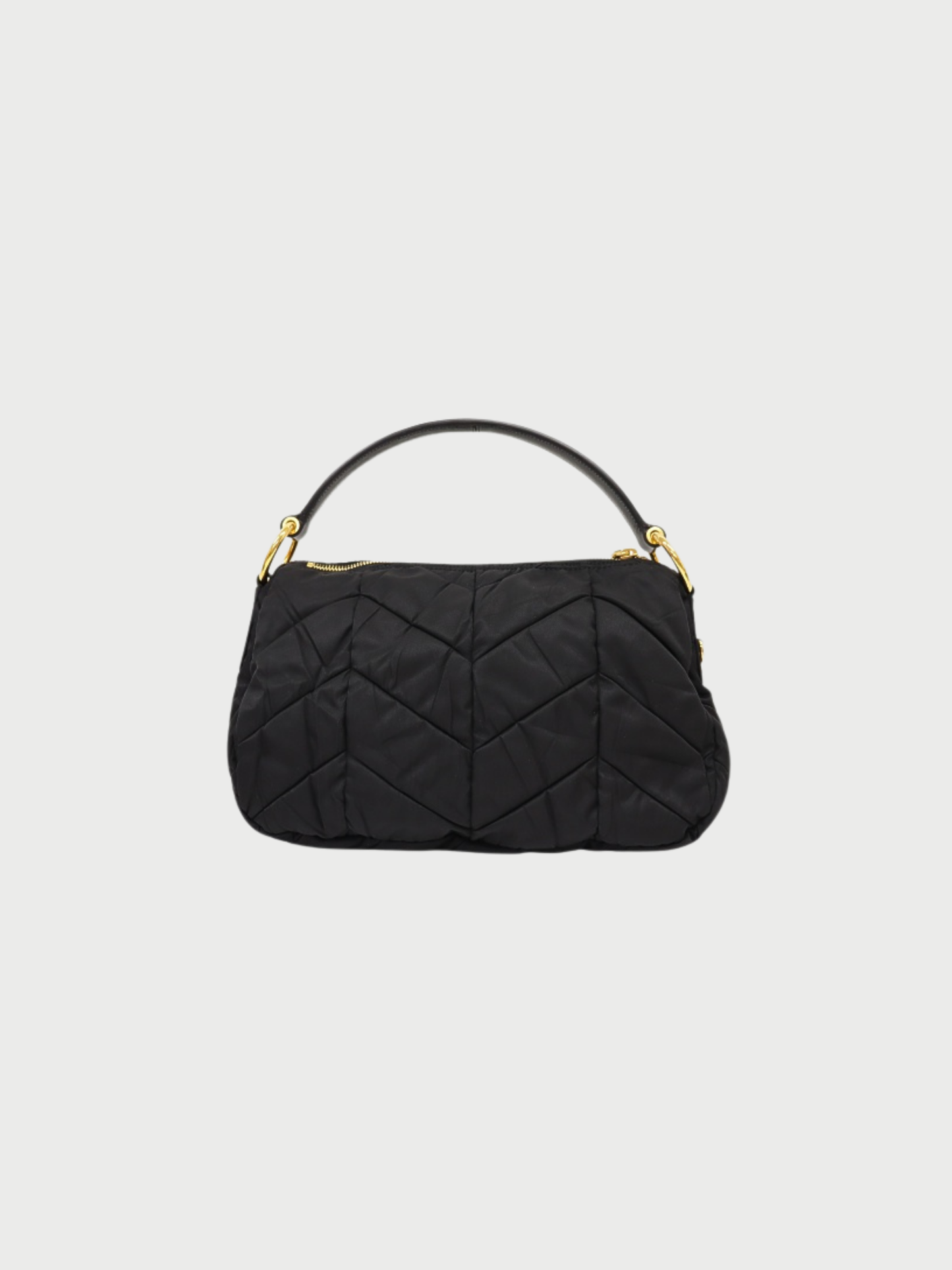 Prada 2000s Black Nylon Leather Logo Hardware One Shoulder Bag