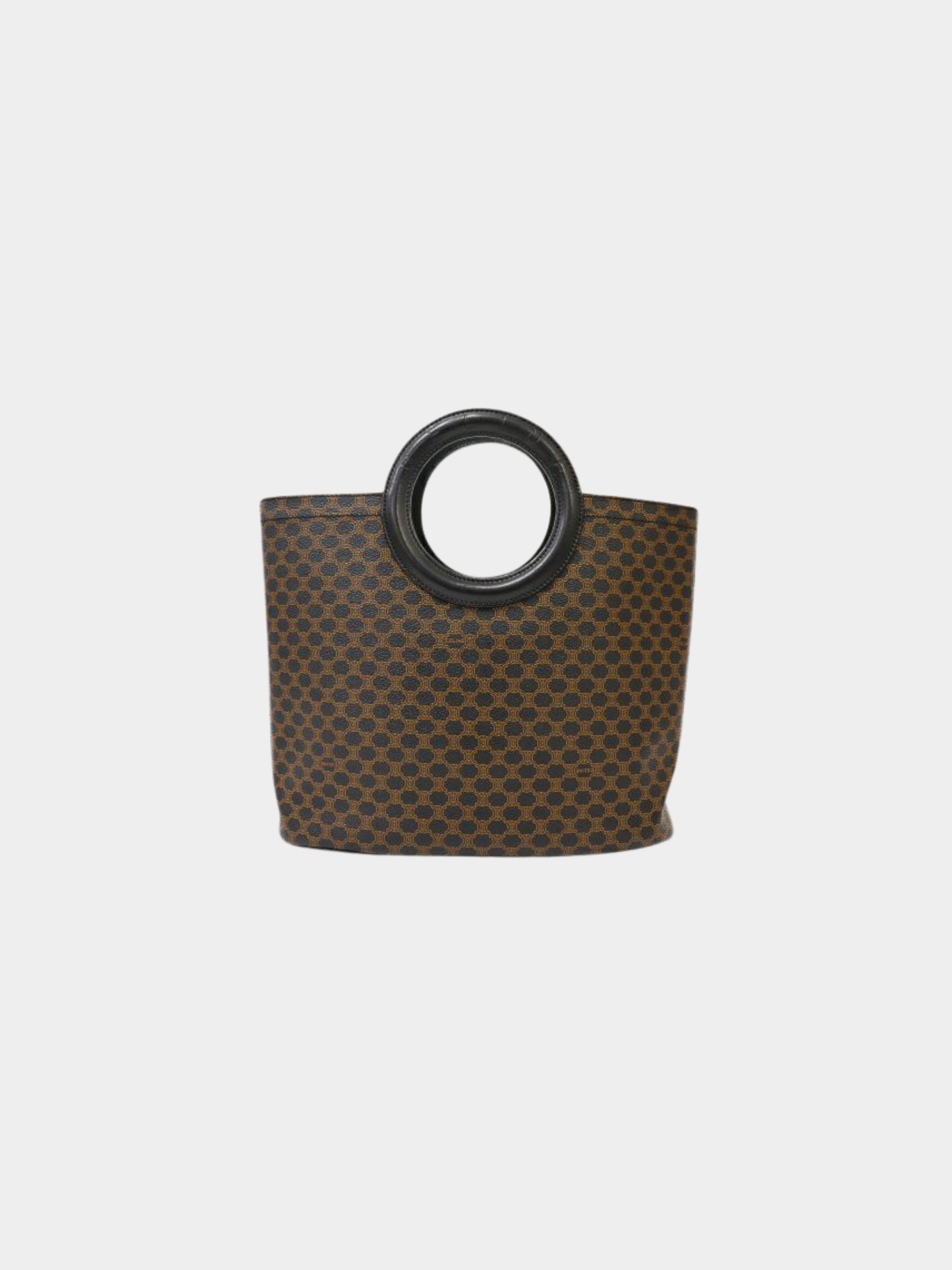 Celine 1990s Black Macadam PVC Leather Handle Tote Bag