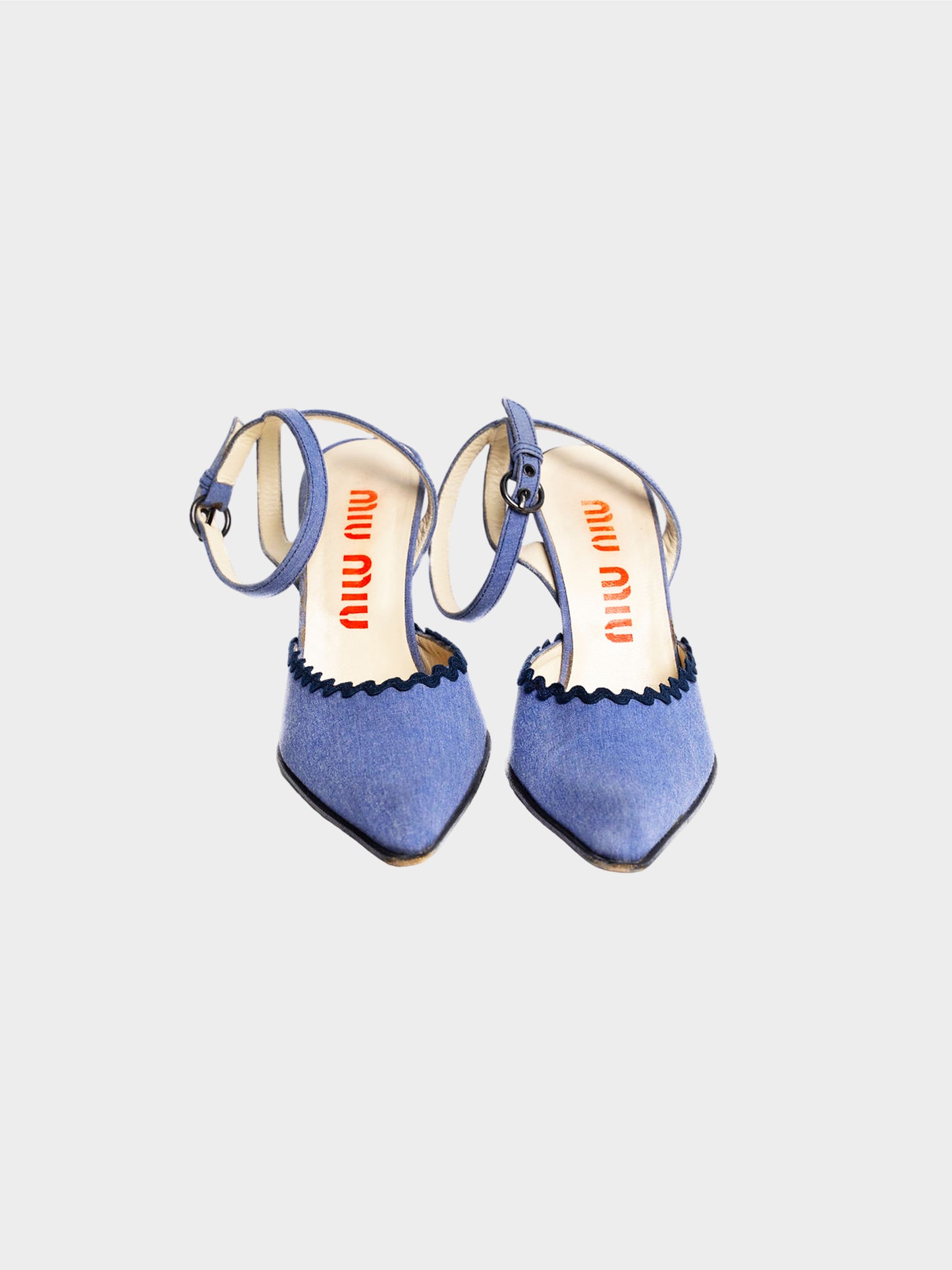 Miu Miu SS 1998 Blue Ripple Detail Heels