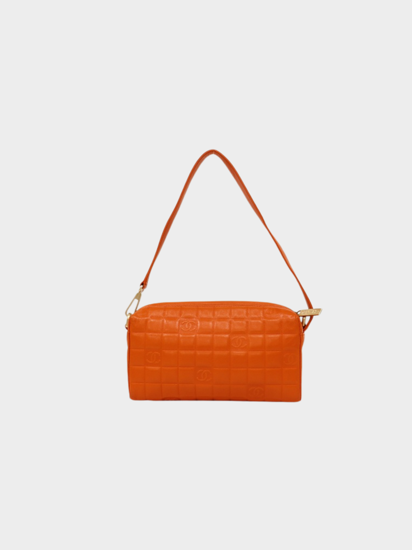 Chanel 2003 Orange Lambskin Chocolate Bar Shoulder Bag