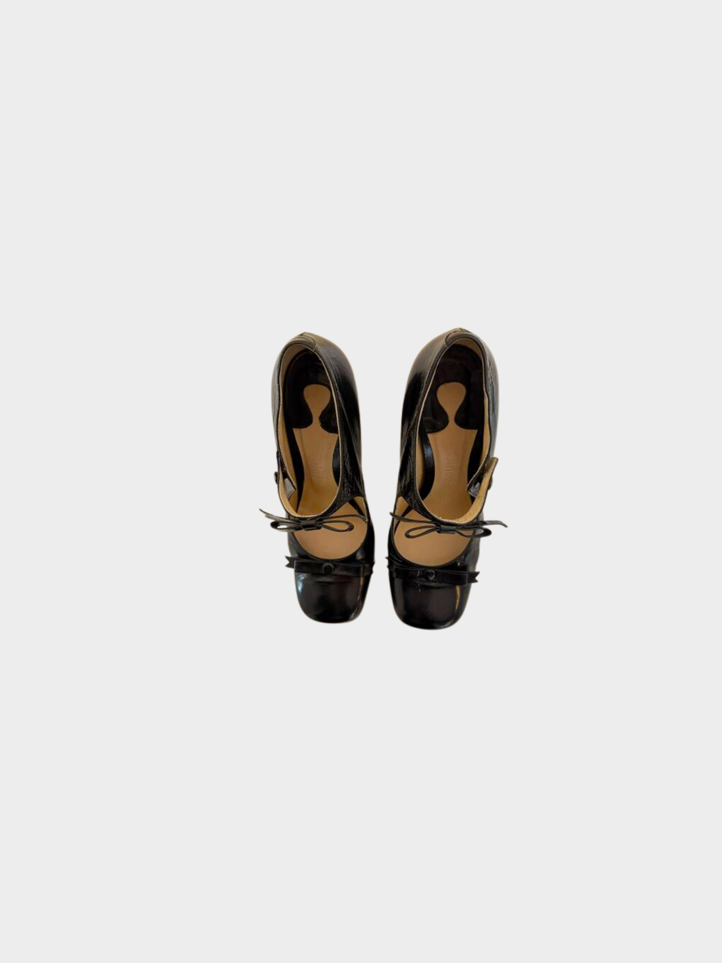 Chloe 1990s Black Patent Leather Mary Jane Bow Heels
