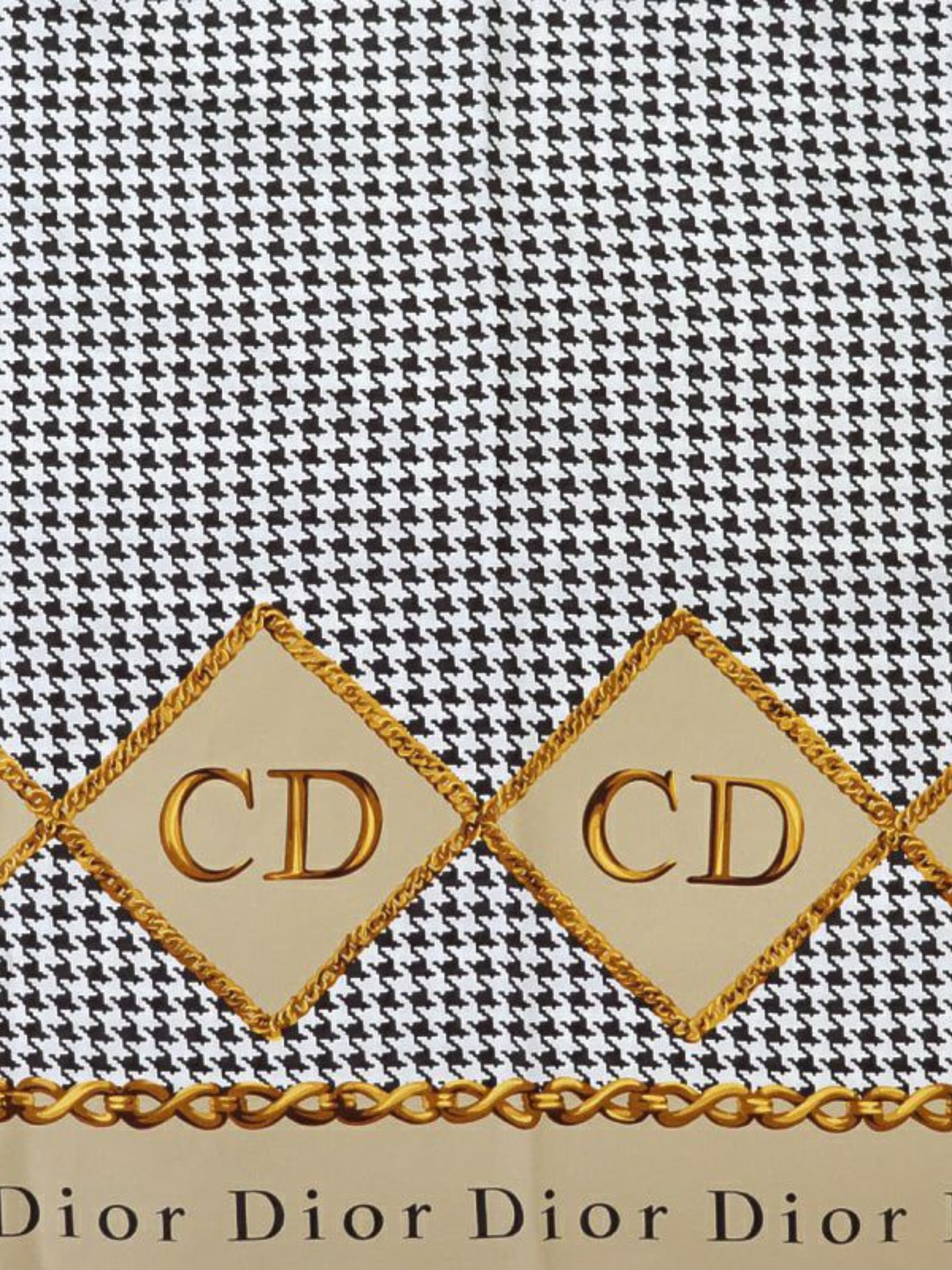 Christian Dior 2000s Multicolor Silk Houndstooth Logo Scarf
