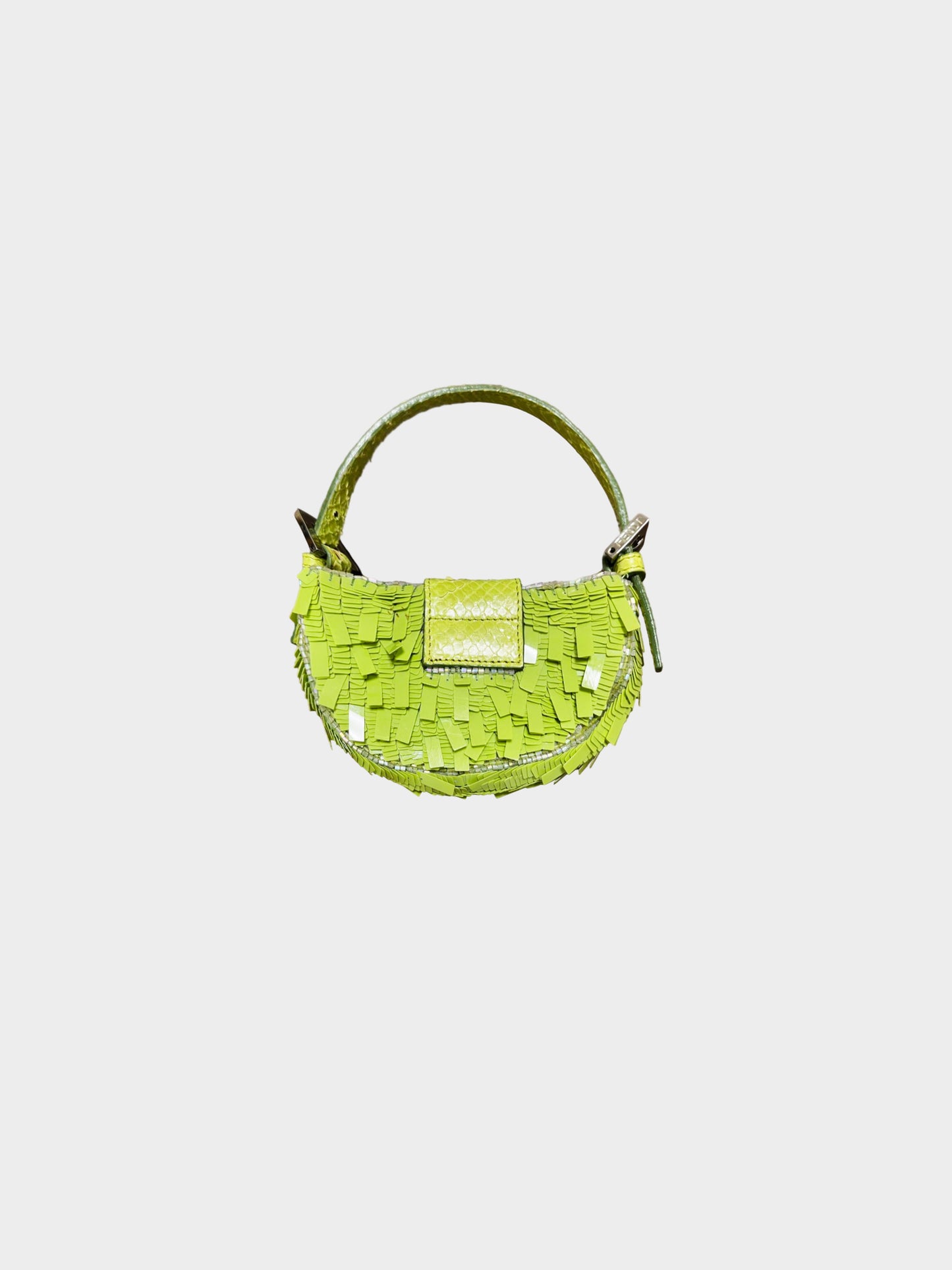 Fendi 2000s Rare Green Sequin and Beaded Mini Croissant Bag
