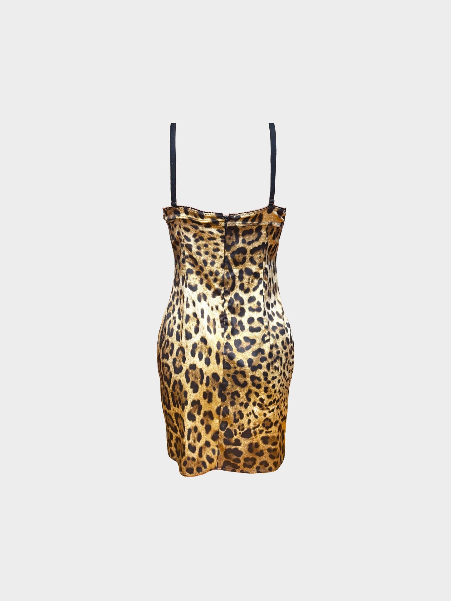 Dolce and Gabbana 2000s Leopard Print Fitted Bustier Dress