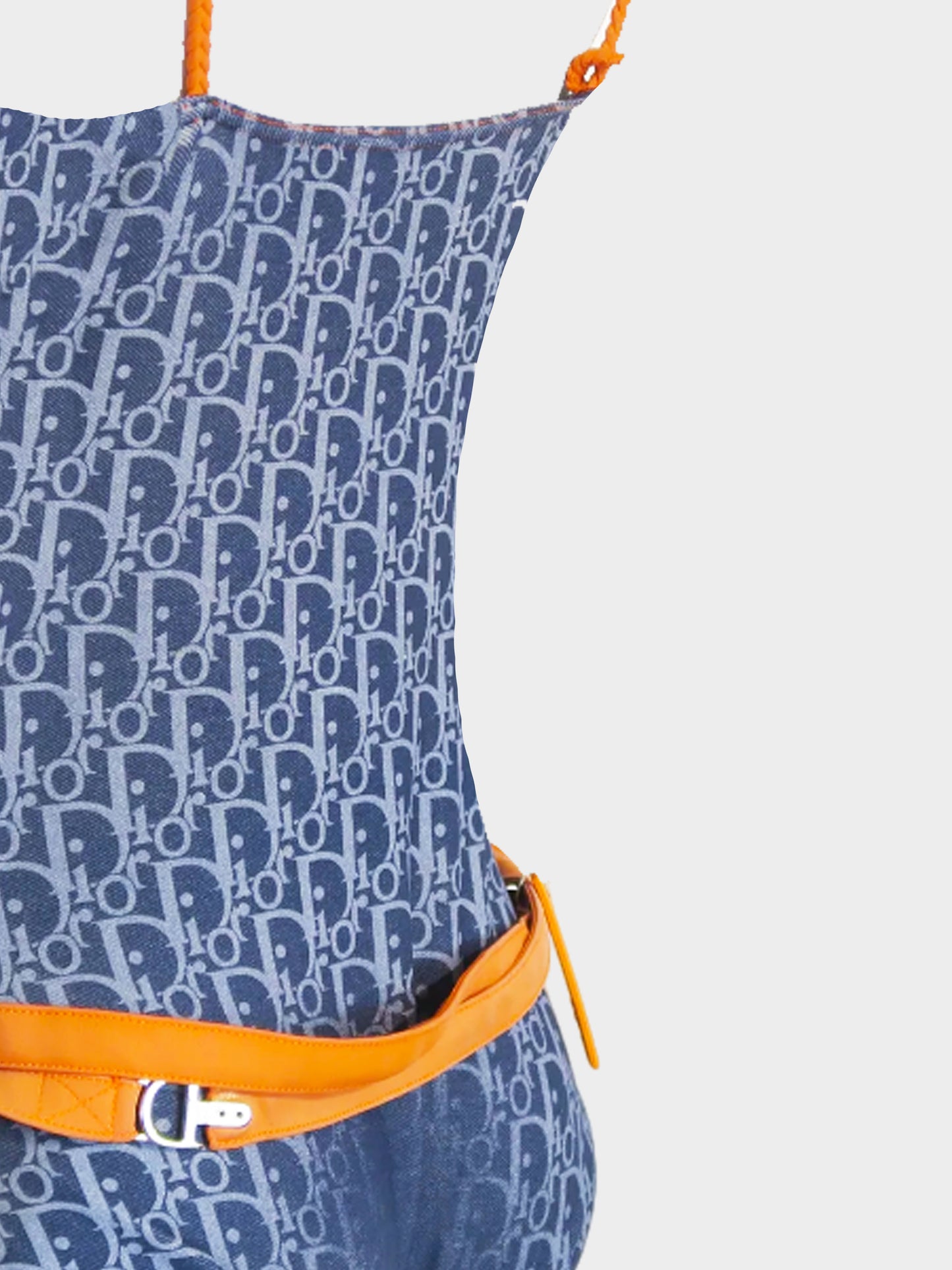 Christian Dior by John Galliano SS 2005 Navy and Orange Monogram One Piece Swimsuit