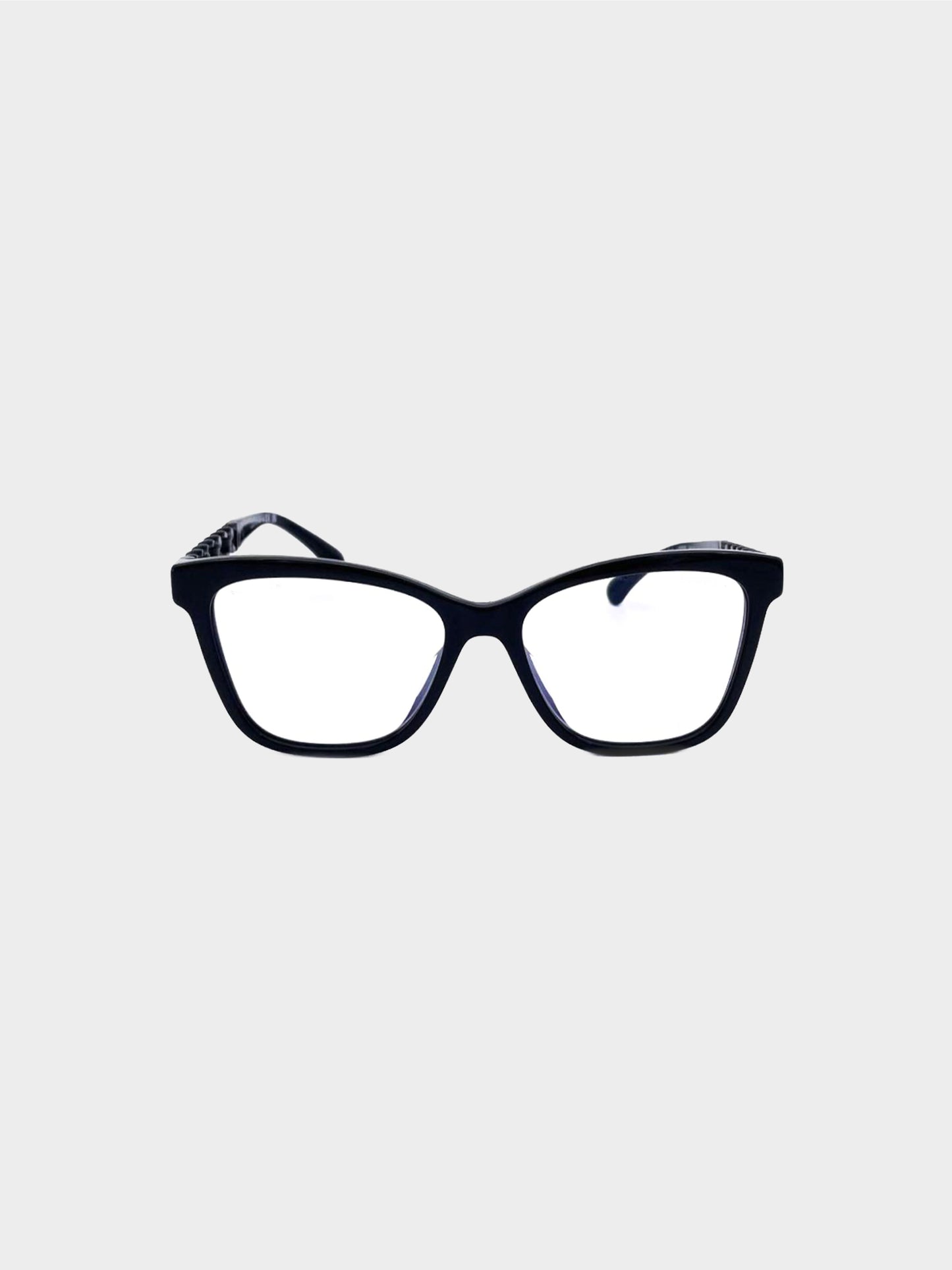 Chanel 2020s Black CC Logo Square Blue Light Eyeglasses