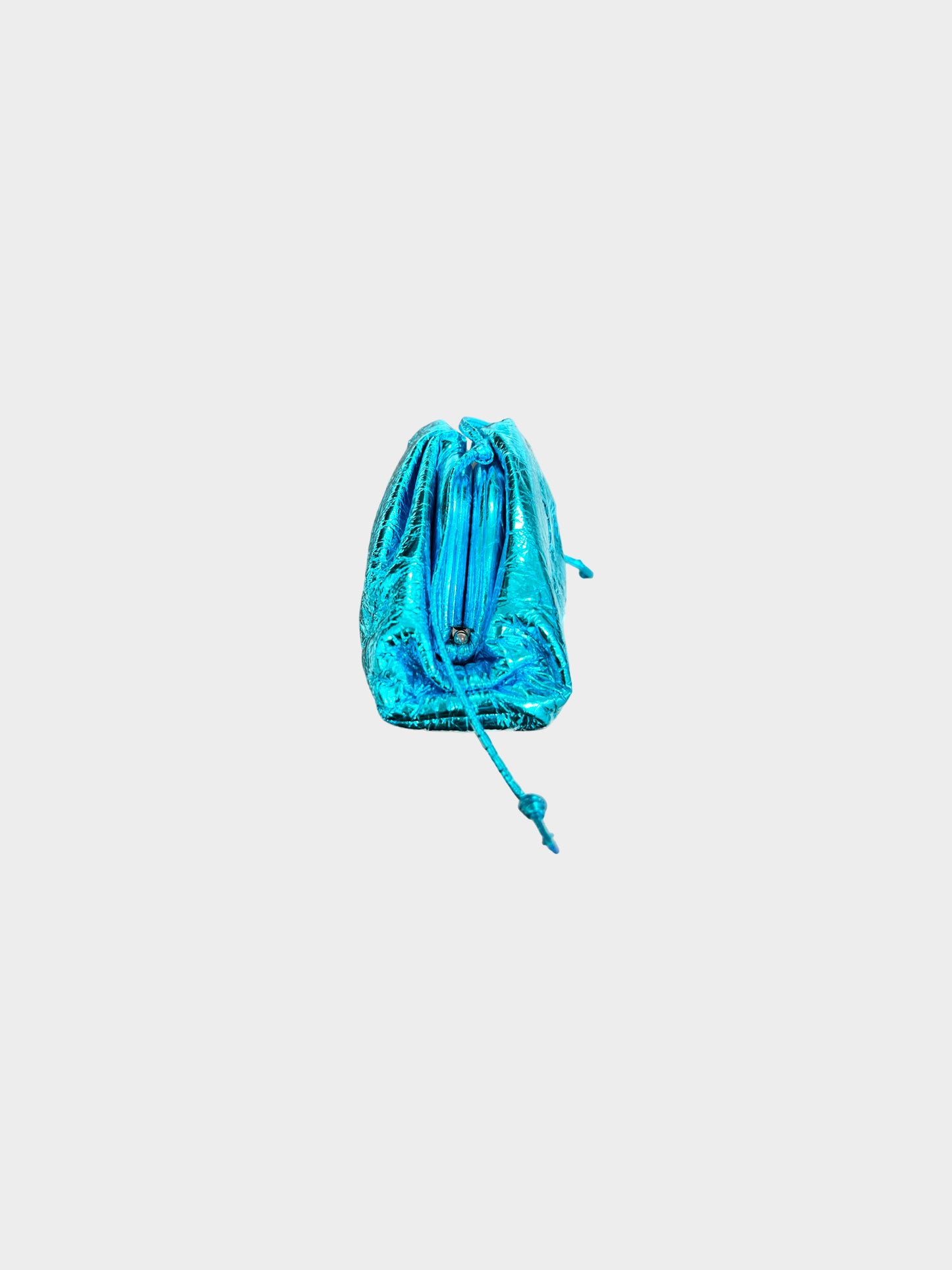 Bottega Veneta 2019 Metallic Turquoise Leather Mini Pouch with Strap
