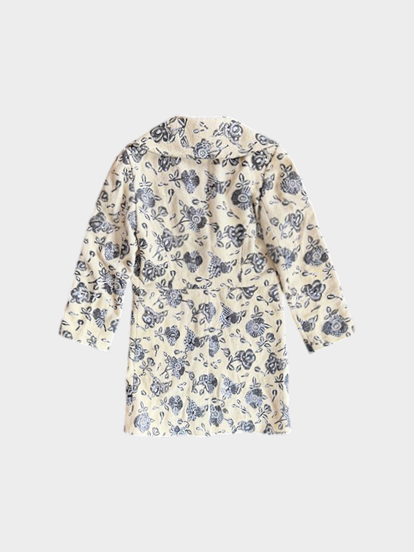 John Galliano 2000s Beige Wool Coat with Floral Patches and Sequins