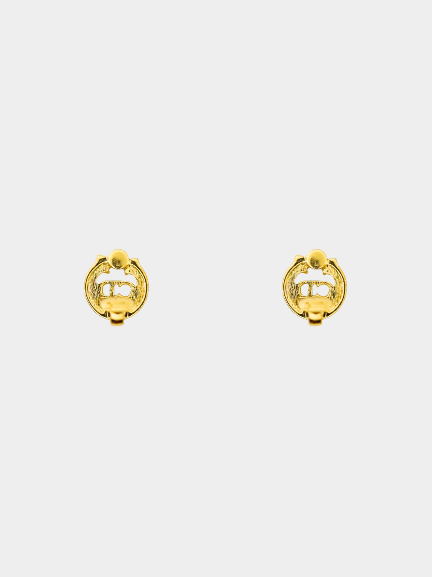 Christian Dior 2000s Gold CD Rhinestone Clip-on Earrings
