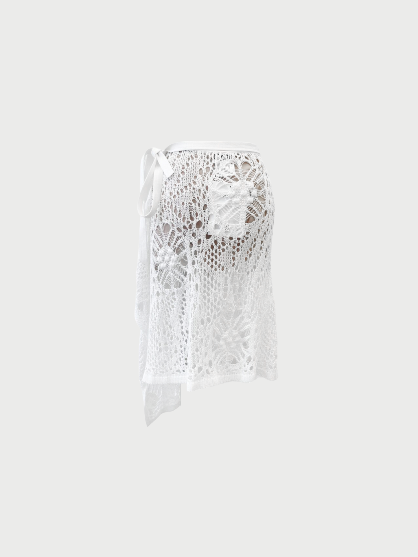Chanel 2022 White Cotton Crochet Pareo Skirt Set
