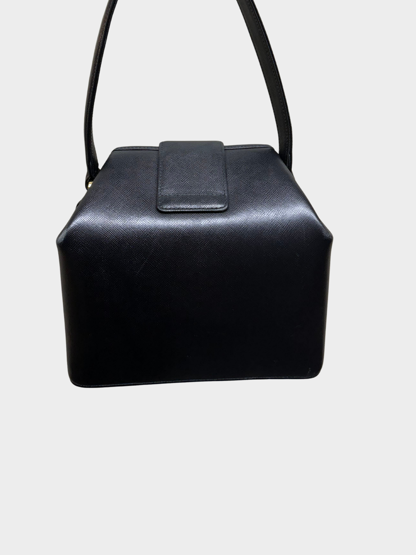 Givenchy 1990s Black Saffiano Leather 4G Turn-Lock Box Bag