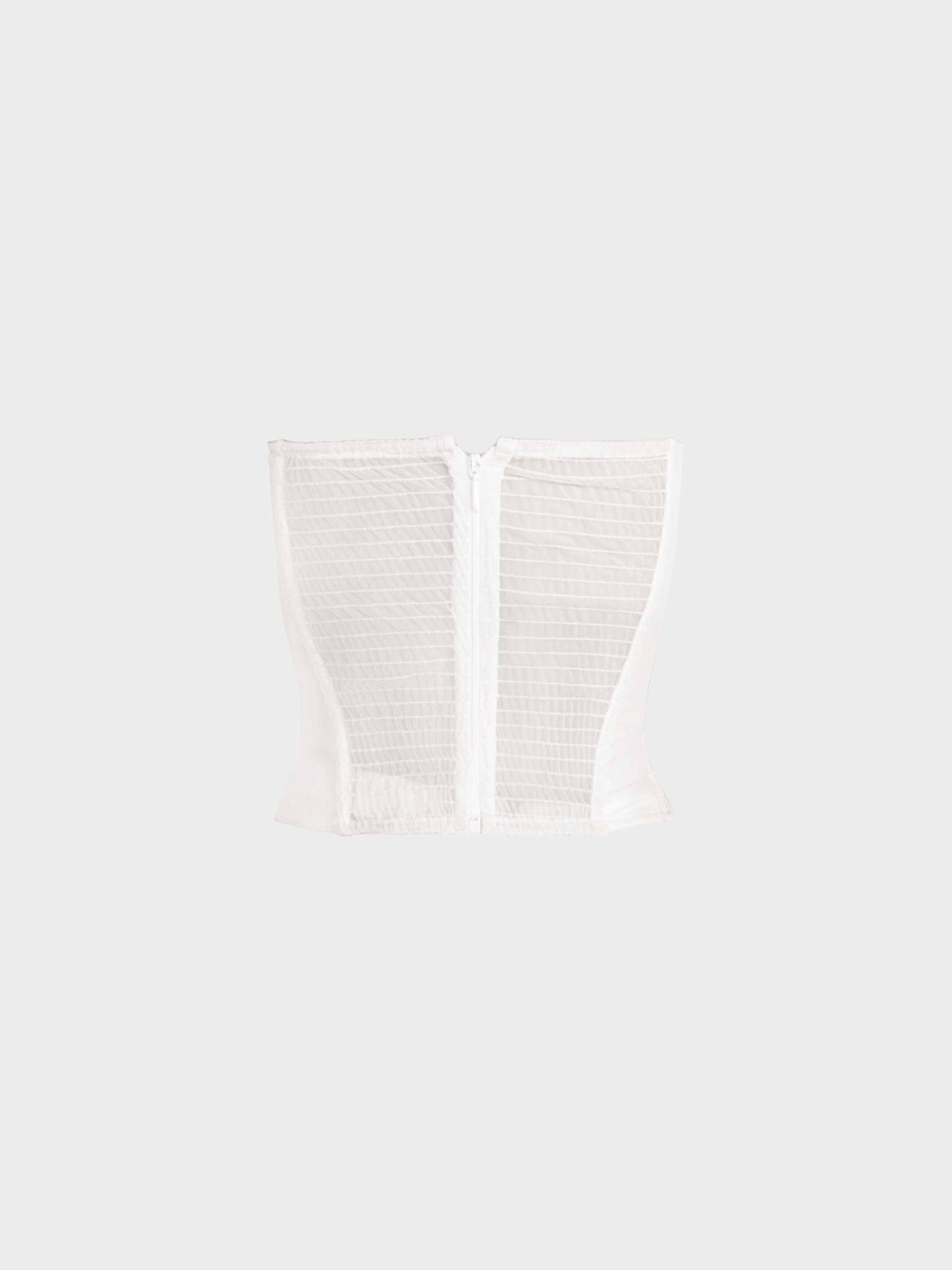La Perla 1990s White Leaf Print Beaded Tube Top