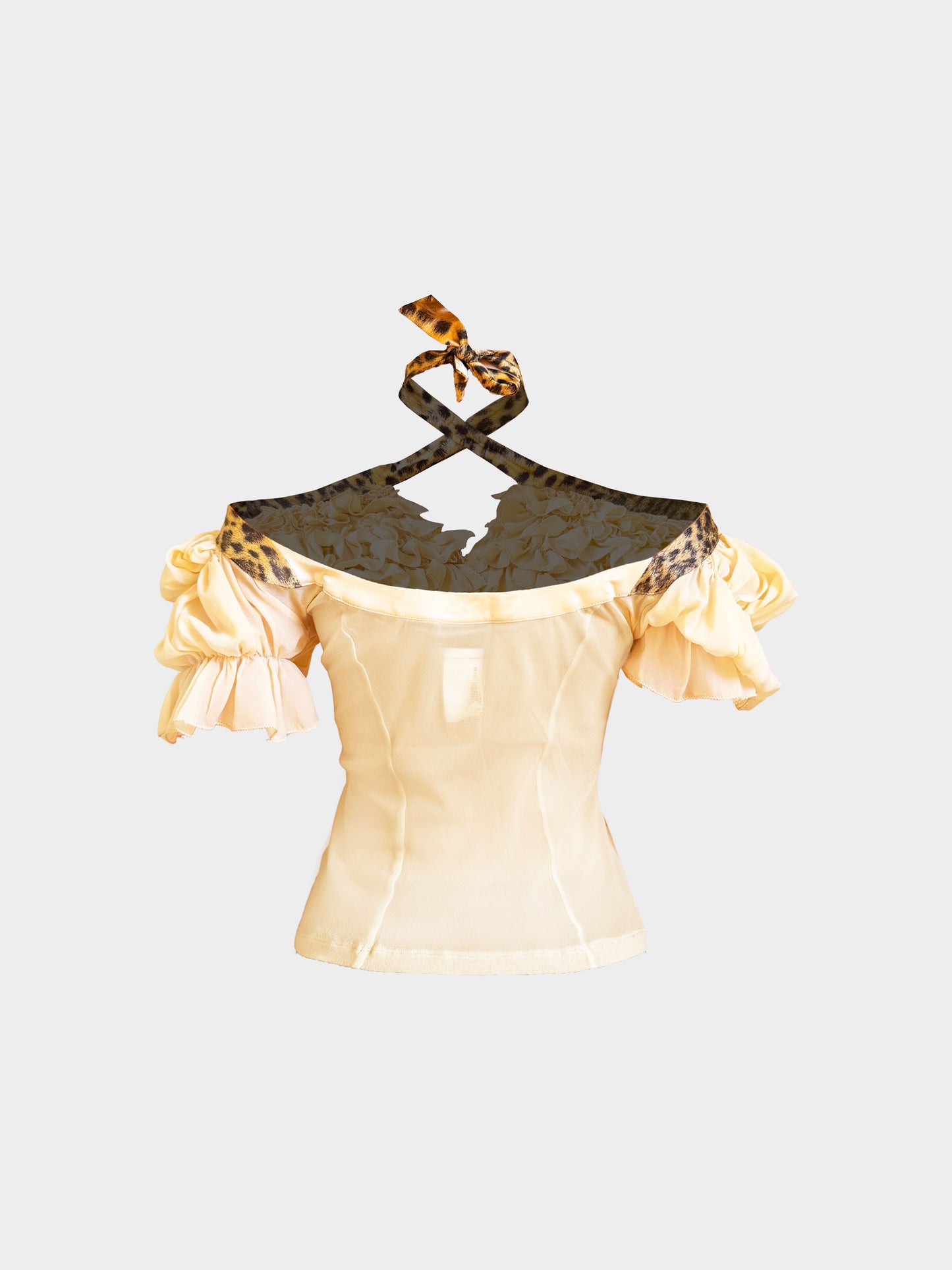 Roberto Cavalli 2000s Just Cavalli Yellow Silk Satin Ruffled-detail Top
