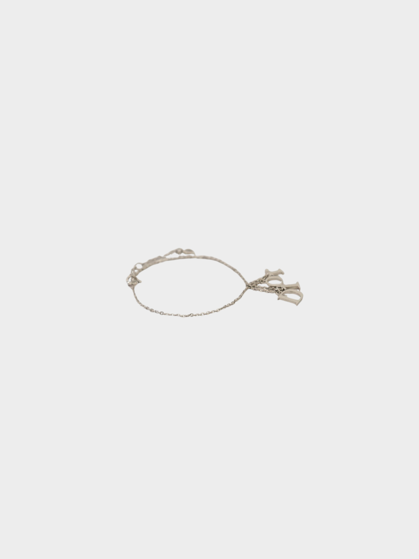 Christian Dior 2000s Silver Plated Metal Logo Bracelet