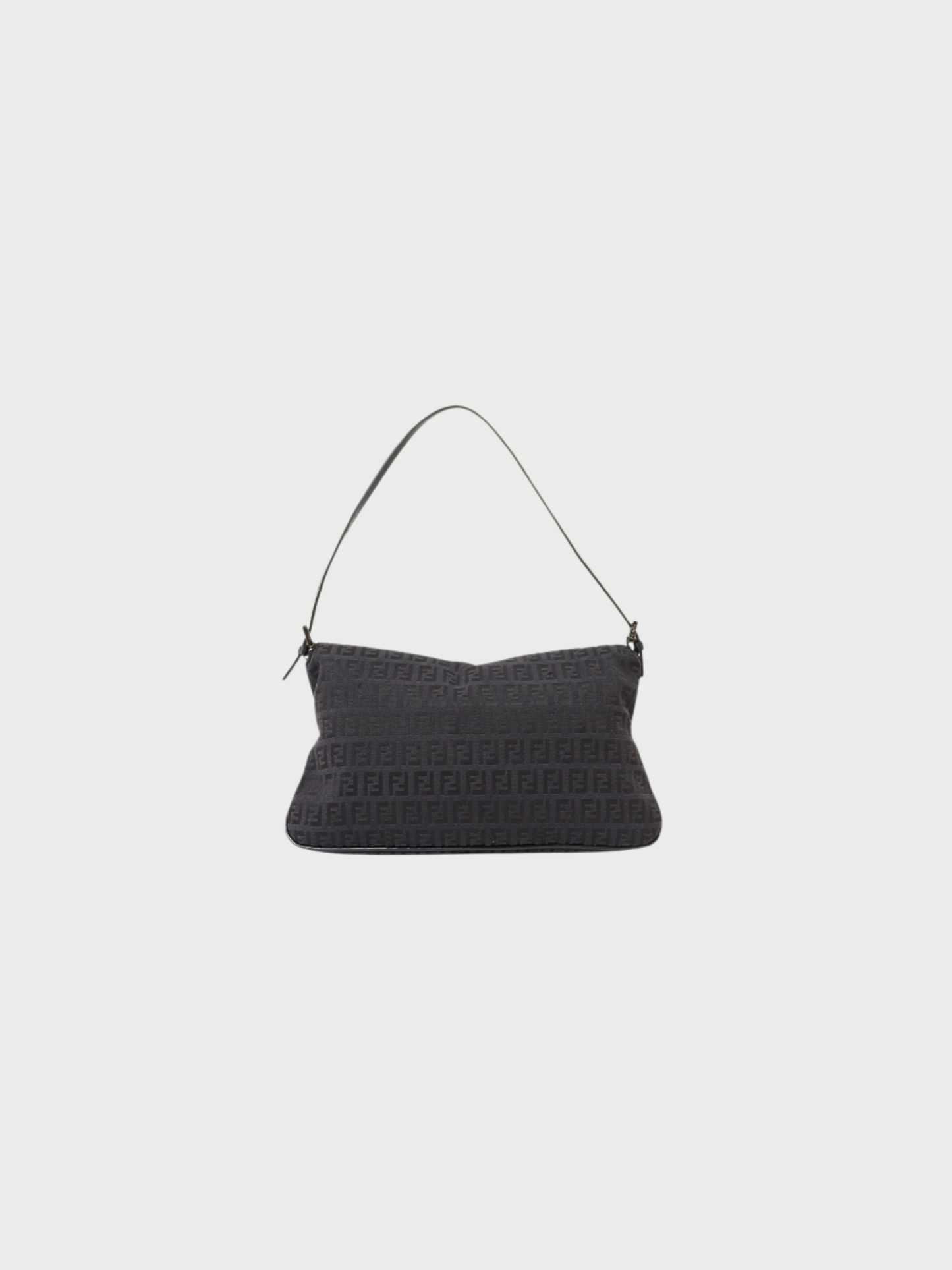 Fendi 2000s Black Zucchino Canvas Leather Mamma Baguette Bag