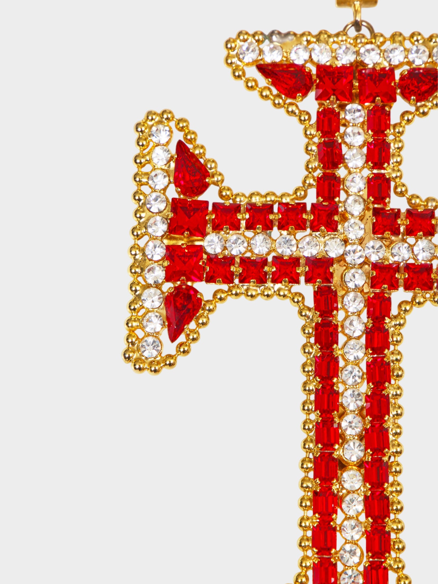 Gianni Versace 1991 Red and Gold Gilt Metal Cross Necklace