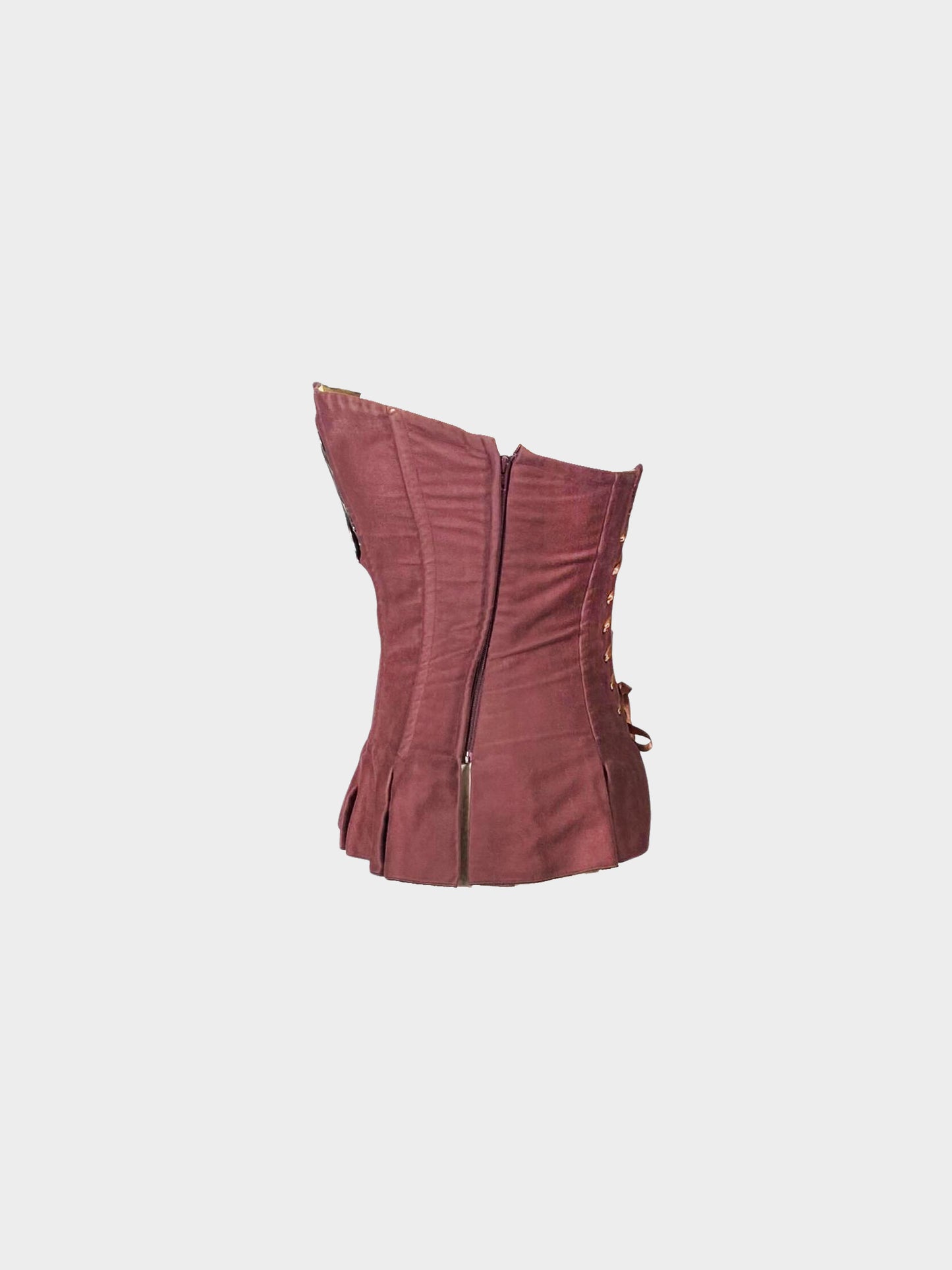 Chloé by Stella McCartney FW 2001 Brown Velvet and Metal Bat Motif Bustier Corset Top