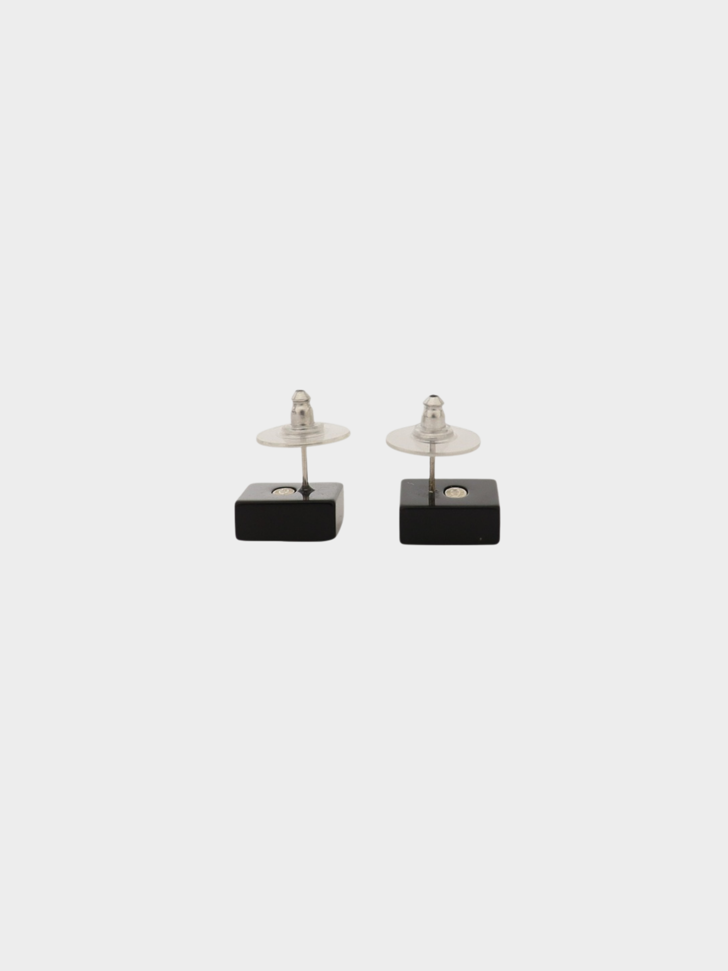 Chanel 2007 Black Rhinestone COCO Square Earrings