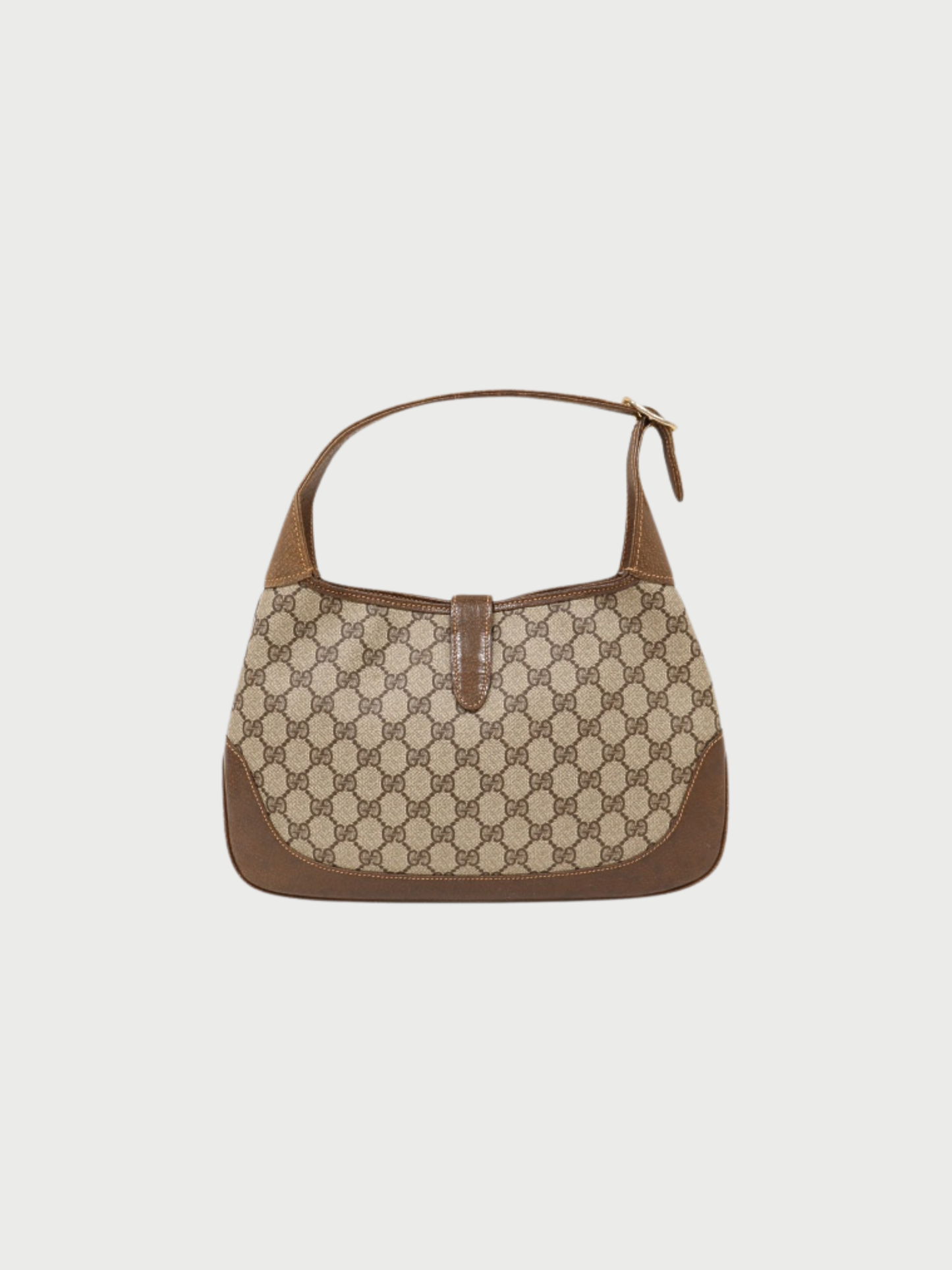 Gucci 2000s Beige Brown GG Supreme PVC New Jackie One-Shoulder Bag