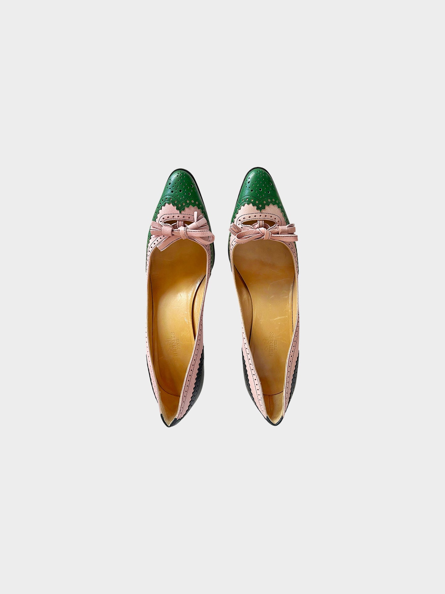 Hermes 1980s Tri-color Tassel Brogue Pumps