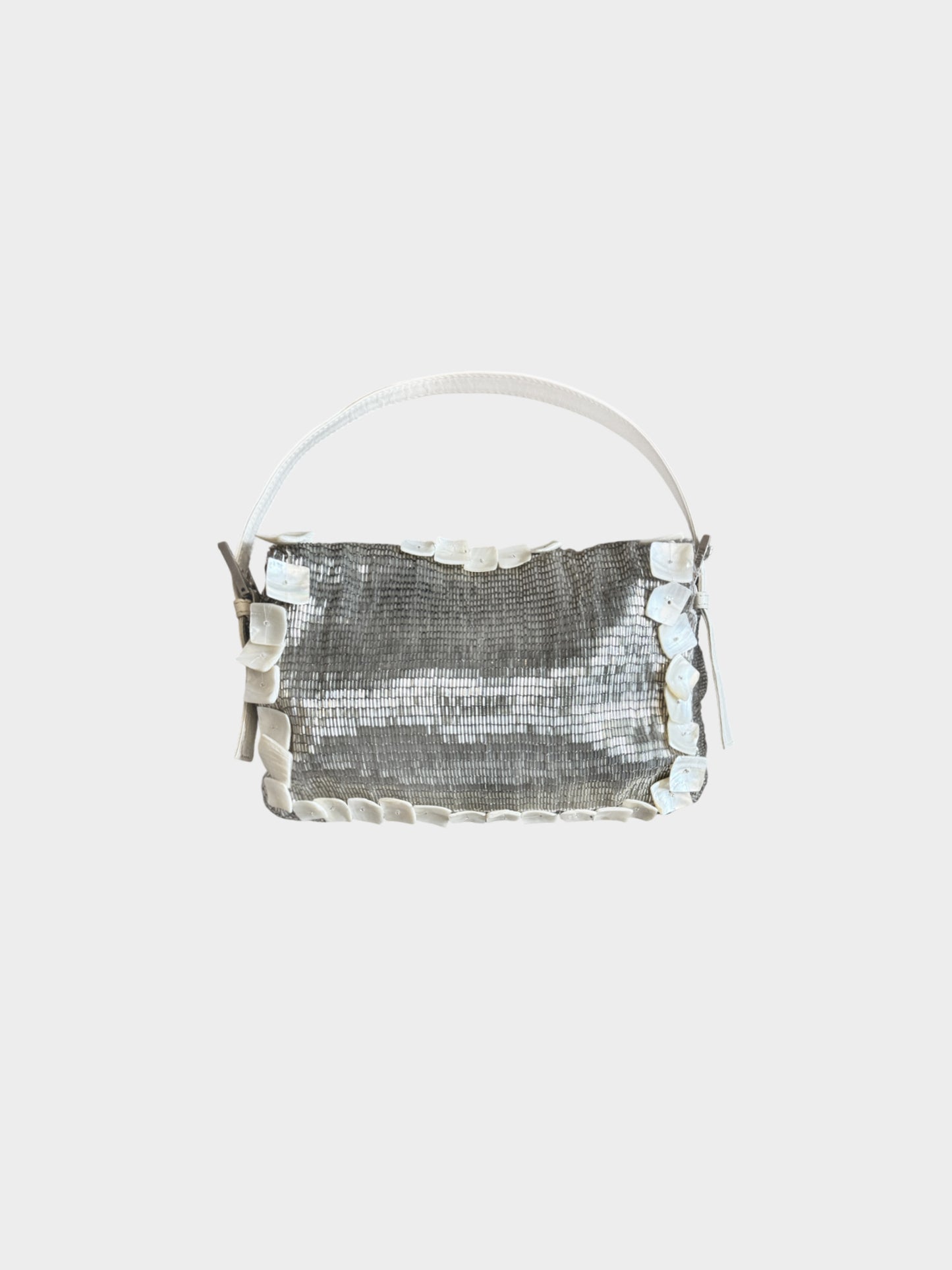 Fendi 2000s Mother of Pearl Glitter Beaded Baguette