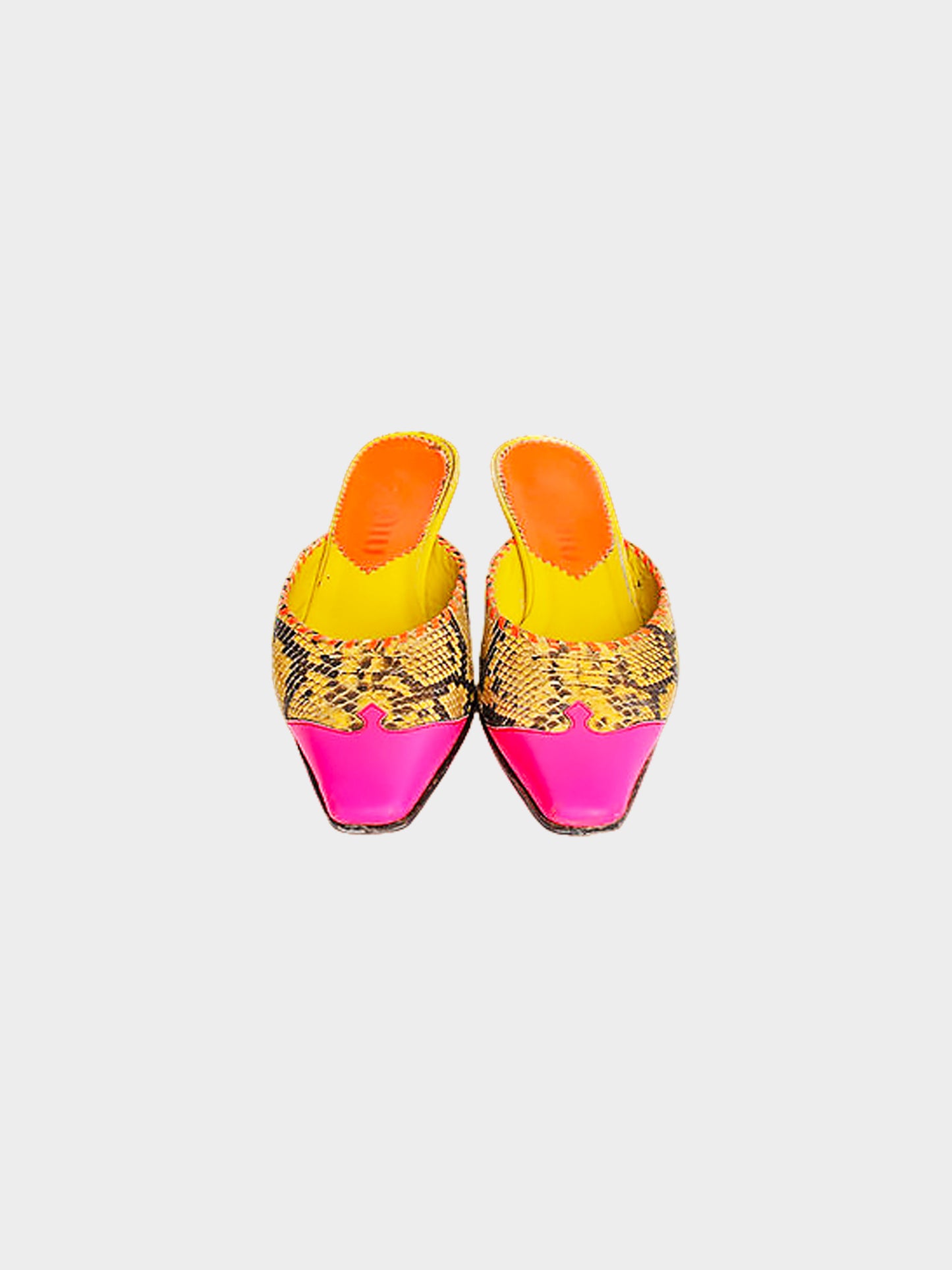 Miu Miu SS 1999 Python Neon Heeled Mules